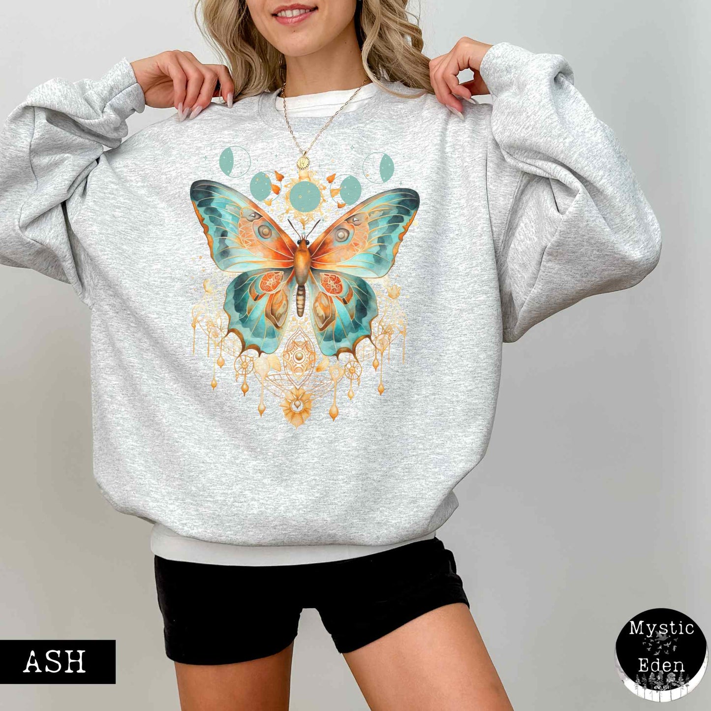 Sweatshirt S / Ash Mystical and Whimsical Butterfly Sweatshirt The Mystic Eden