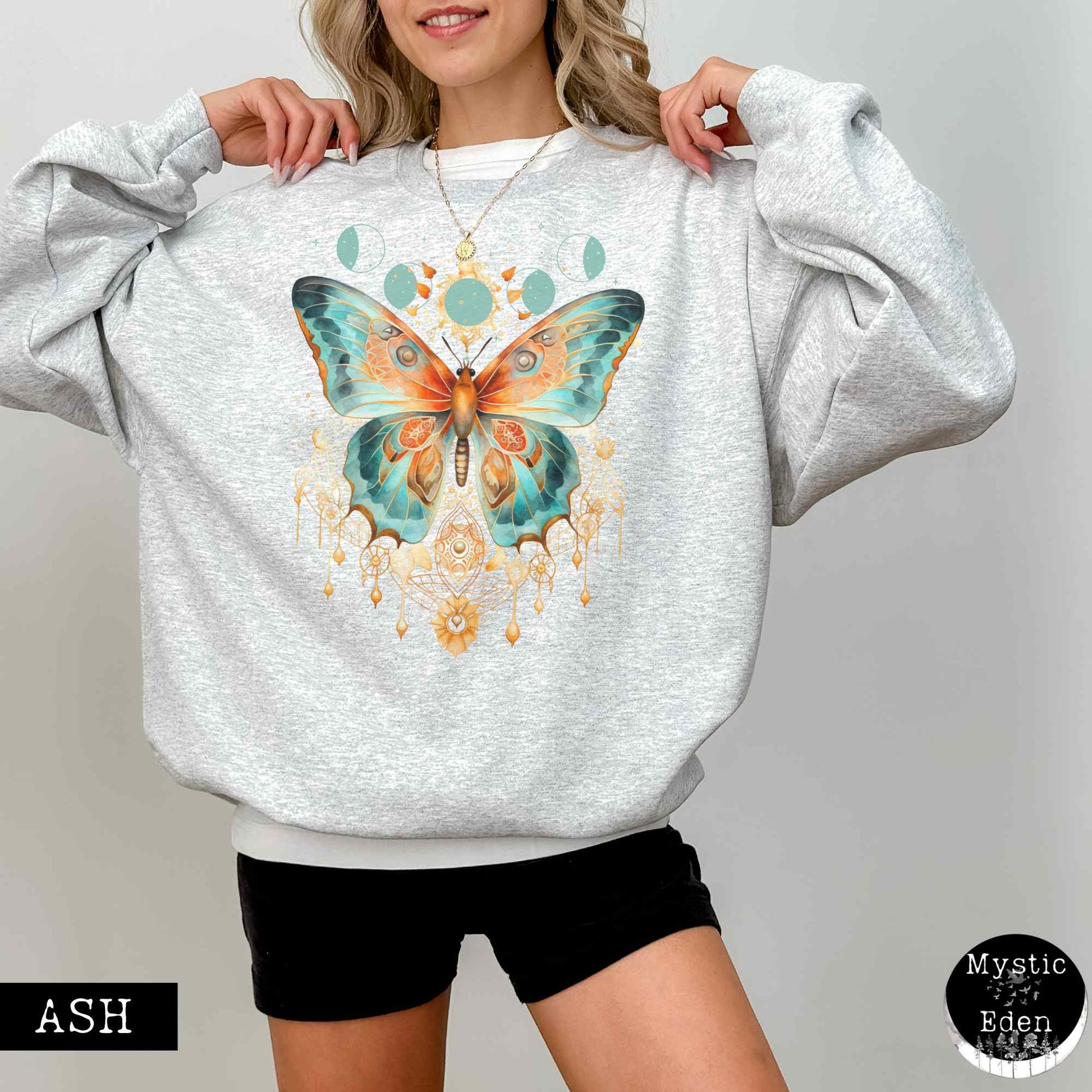 Sweatshirt S / Ash Mystical and Whimsical Butterfly Sweatshirt The Mystic Eden