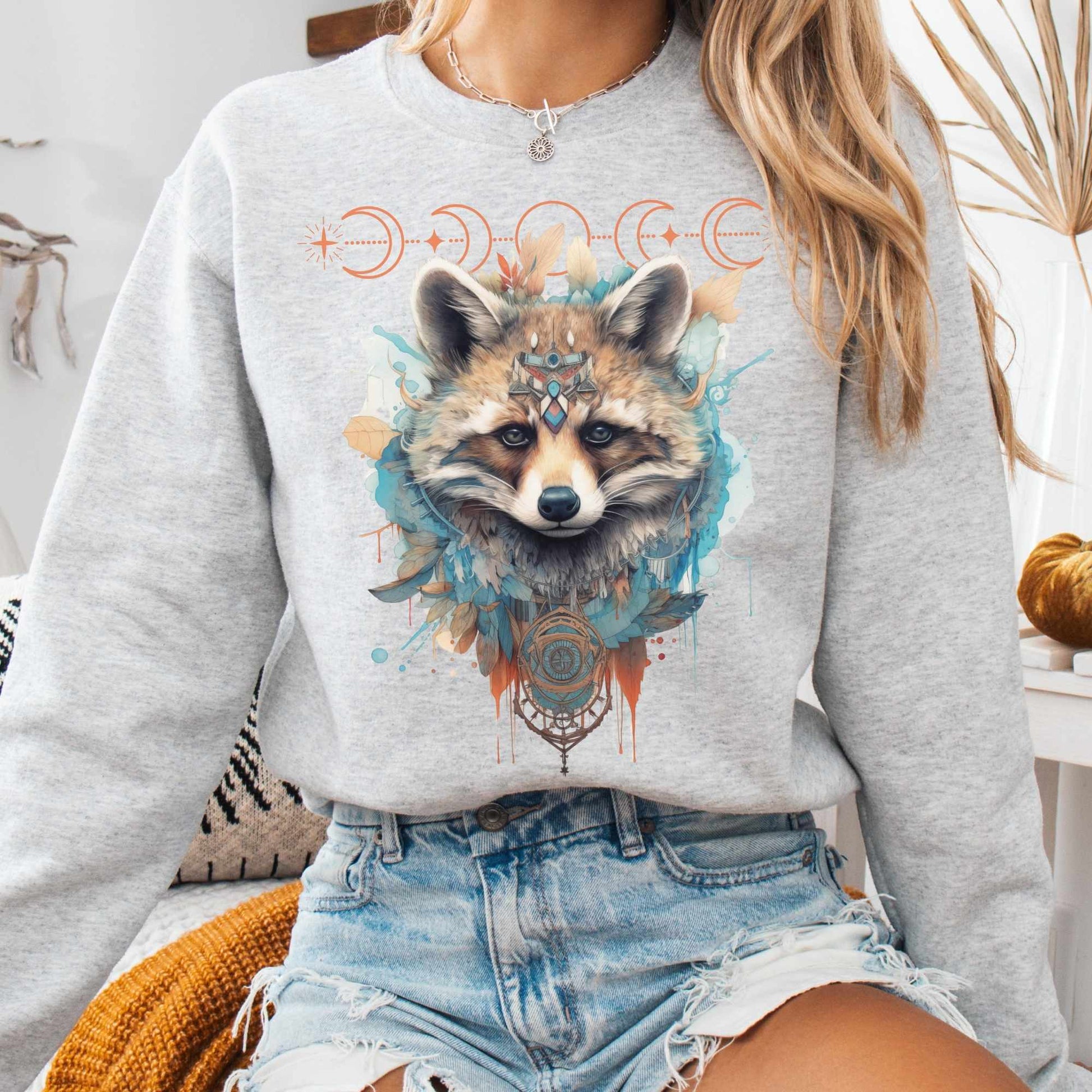 Sweatshirt S / Ash Mystical Raccoon Sweatshirt The Mystic Eden