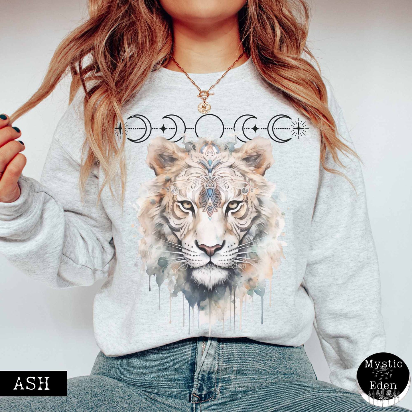 Sweatshirt S / Ash Mystical White Tiger Sweatshirt The Mystic Eden