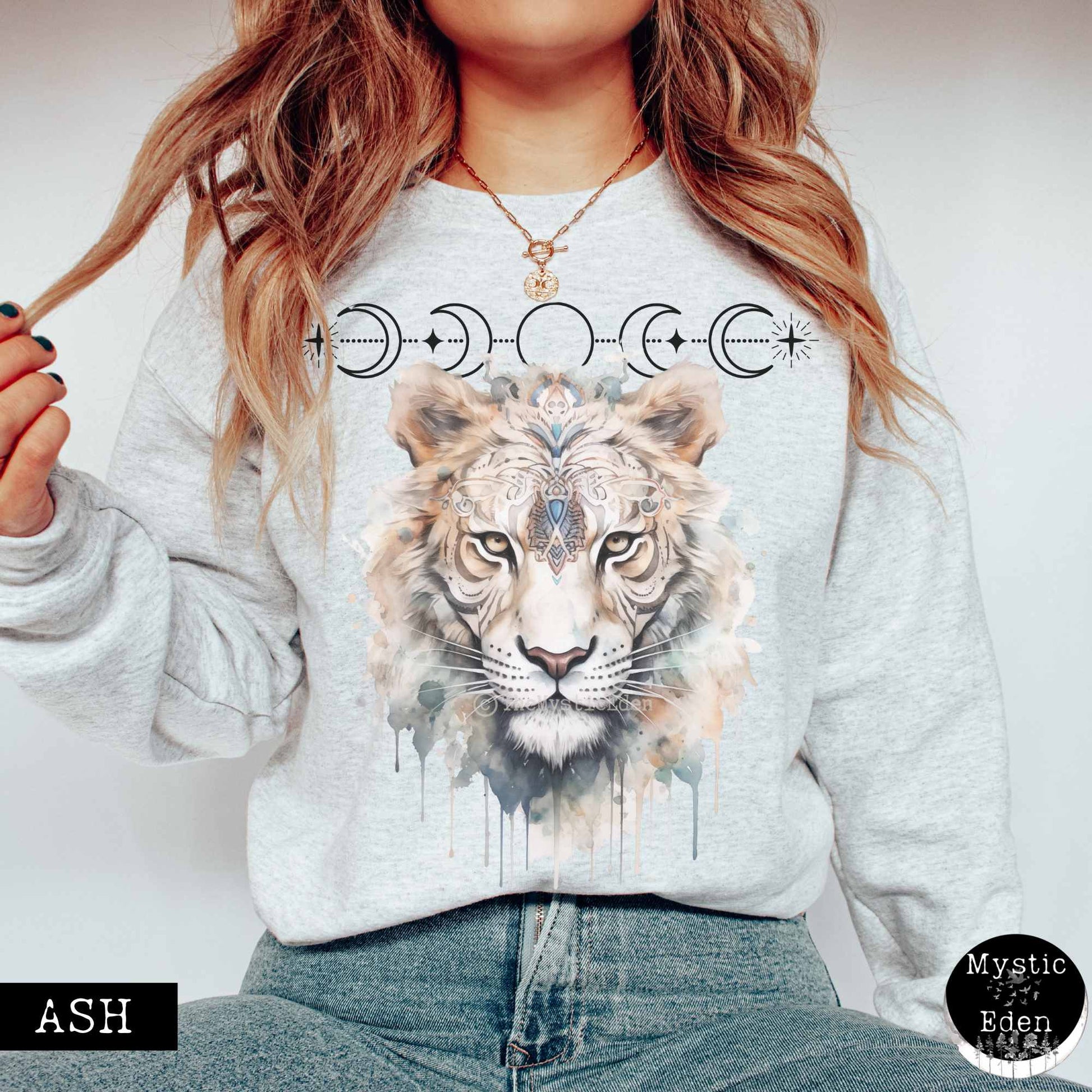 Sweatshirt S / Ash Mystical White Tiger Sweatshirt The Mystic Eden