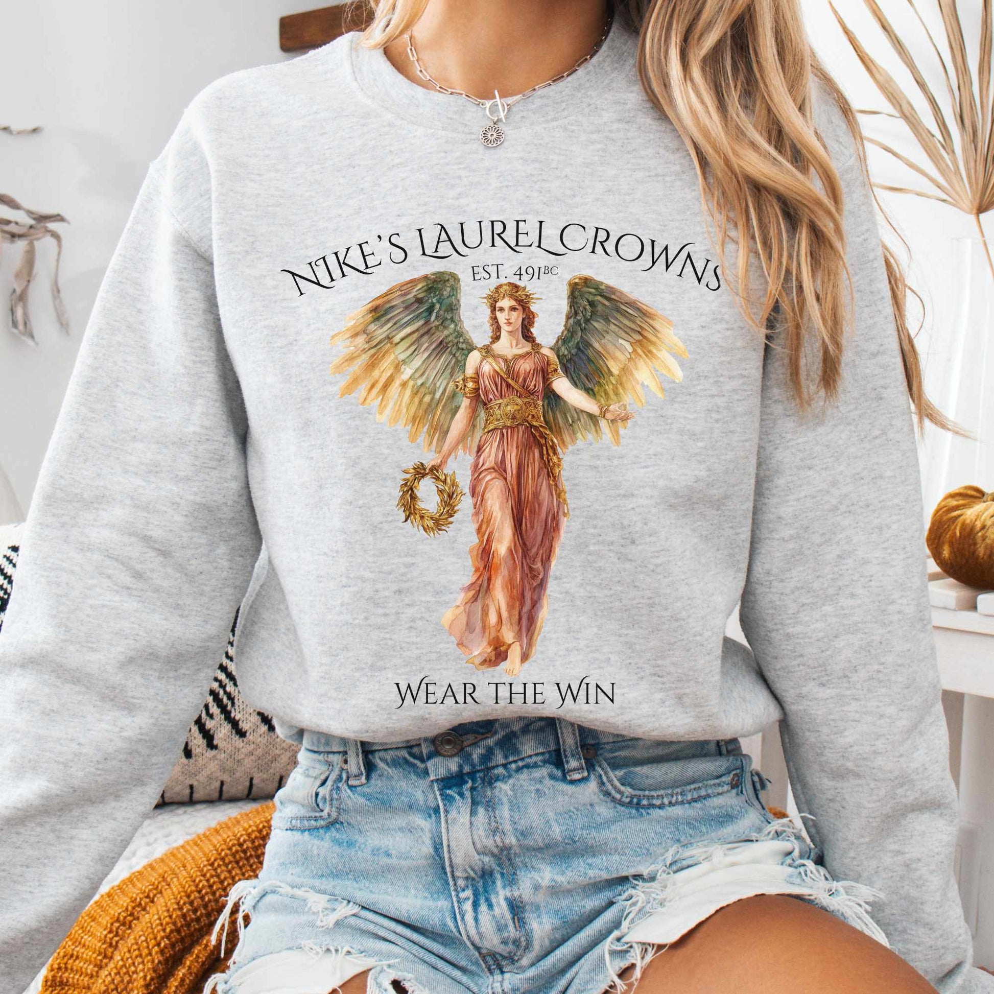 Sweatshirt S / Ash Nike's Laurel Crowns Sweatshirt The Mystic Eden