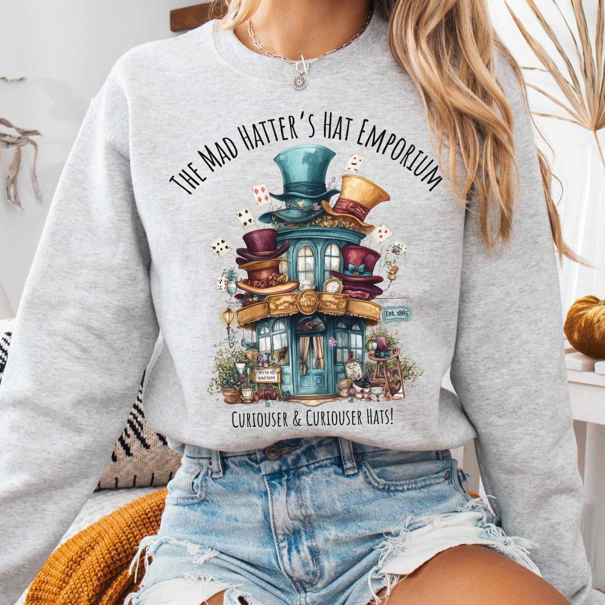 Sweatshirt S / Ash The Mad Hatter's Hat Emporium Sweatshirt The Mystic Eden
