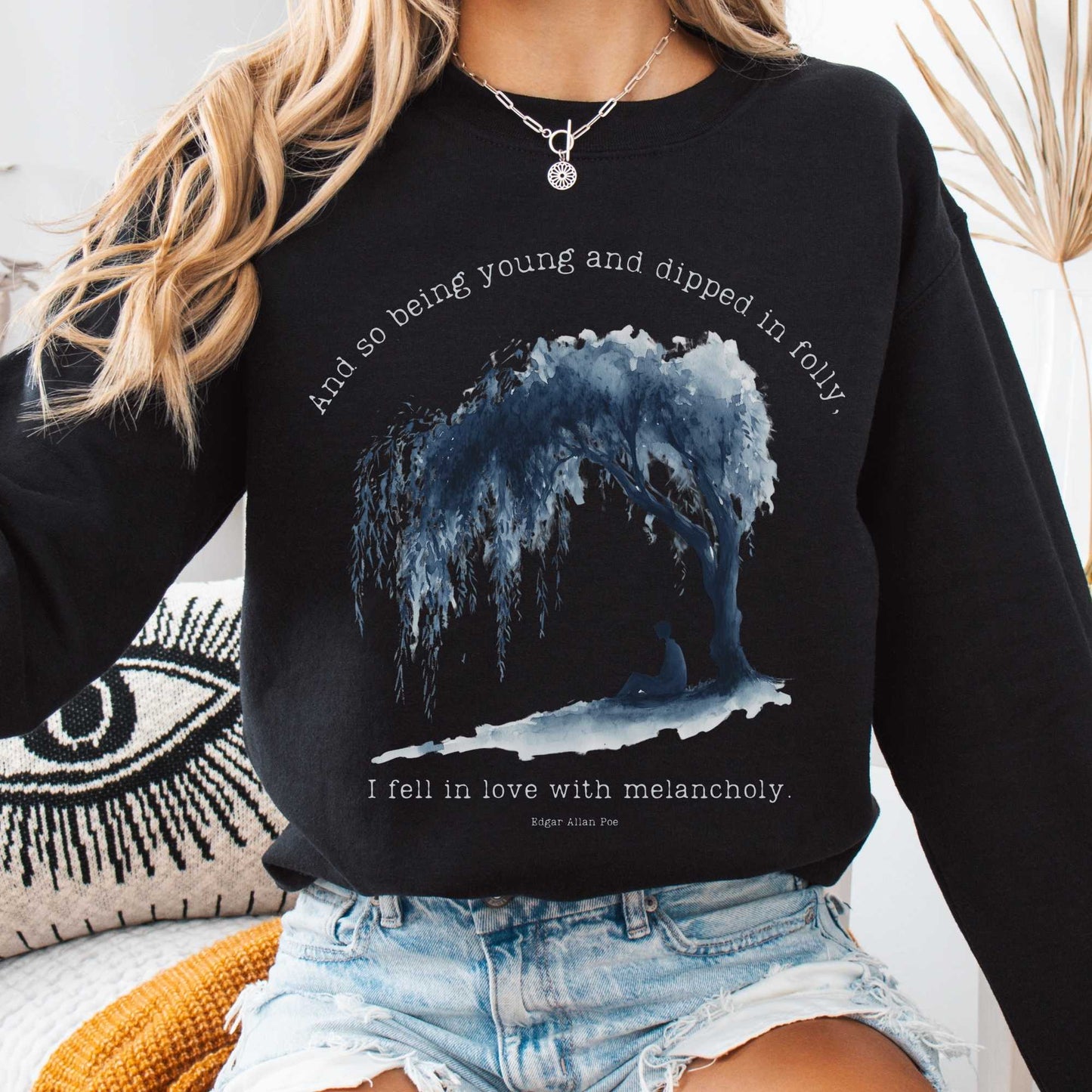 Sweatshirt S / Black And So Being Young Edgar Allan Poe Sweatshirt The Mystic Eden