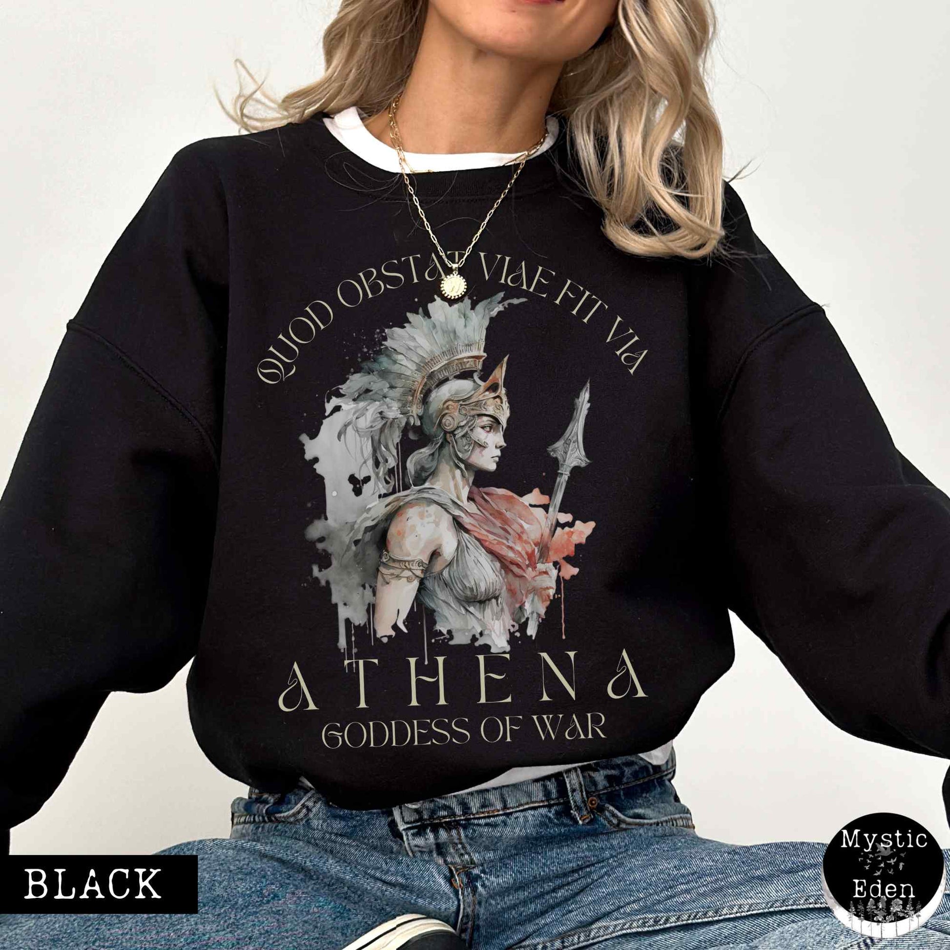 Sweatshirt S / Black Athena Greek Mythology Sweatshirt The Mystic Eden