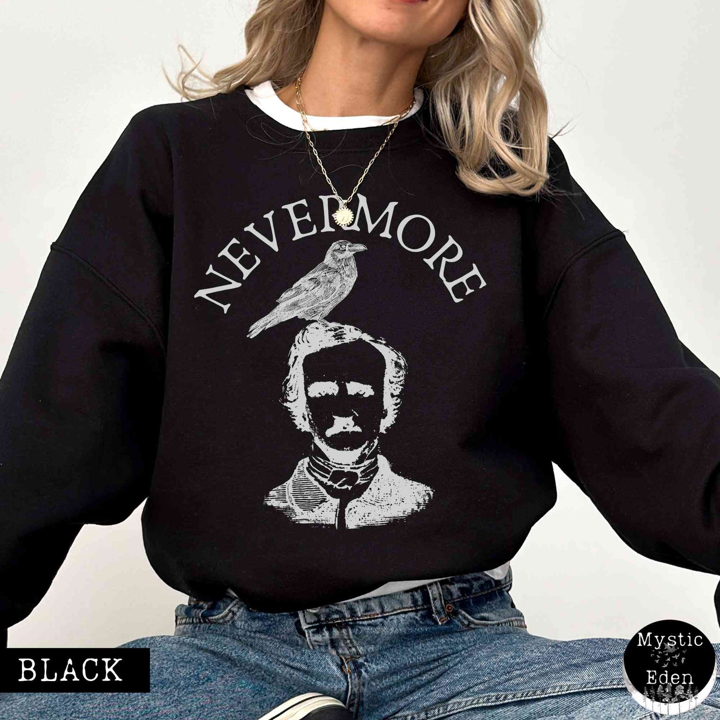 Sweatshirt S / Black Edgar Allan Poe Nevermore Sweatshirt The Mystic Eden