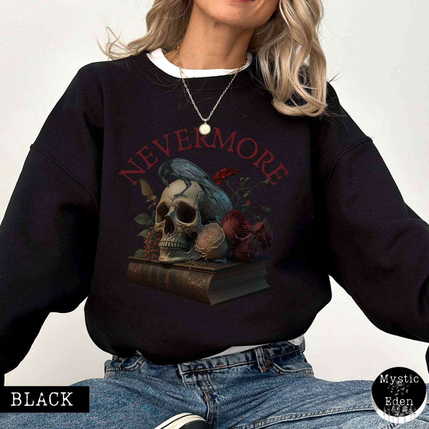 Sweatshirt S / Black Edgar Allan Poe Nevermore Sweatshirt The Mystic Eden
