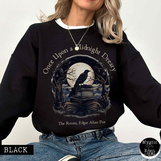 Sweatshirt S / Black Edgar Allan Poe Sweatshirt - Once upon a midnight dreary The Mystic Eden