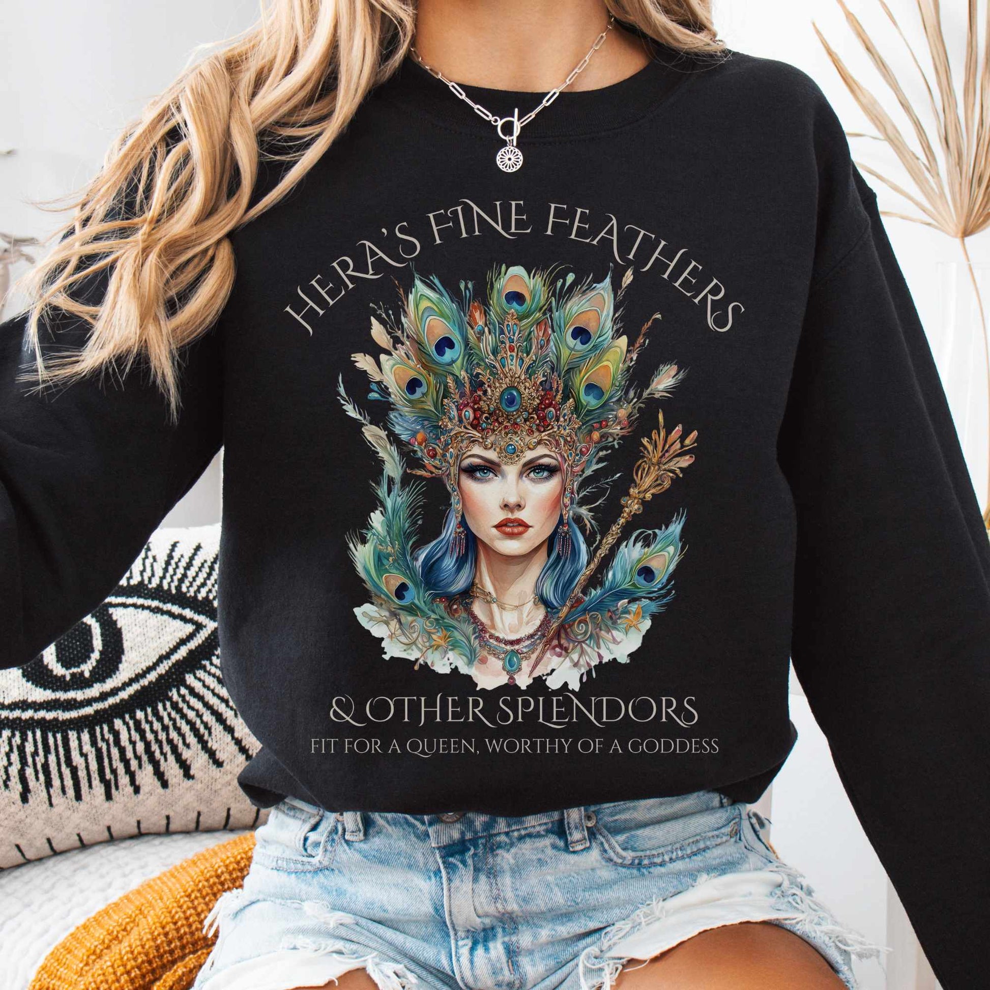Sweatshirt S / Black Hera's Fine Feathers & Other Splendors Sweatshirt The Mystic Eden