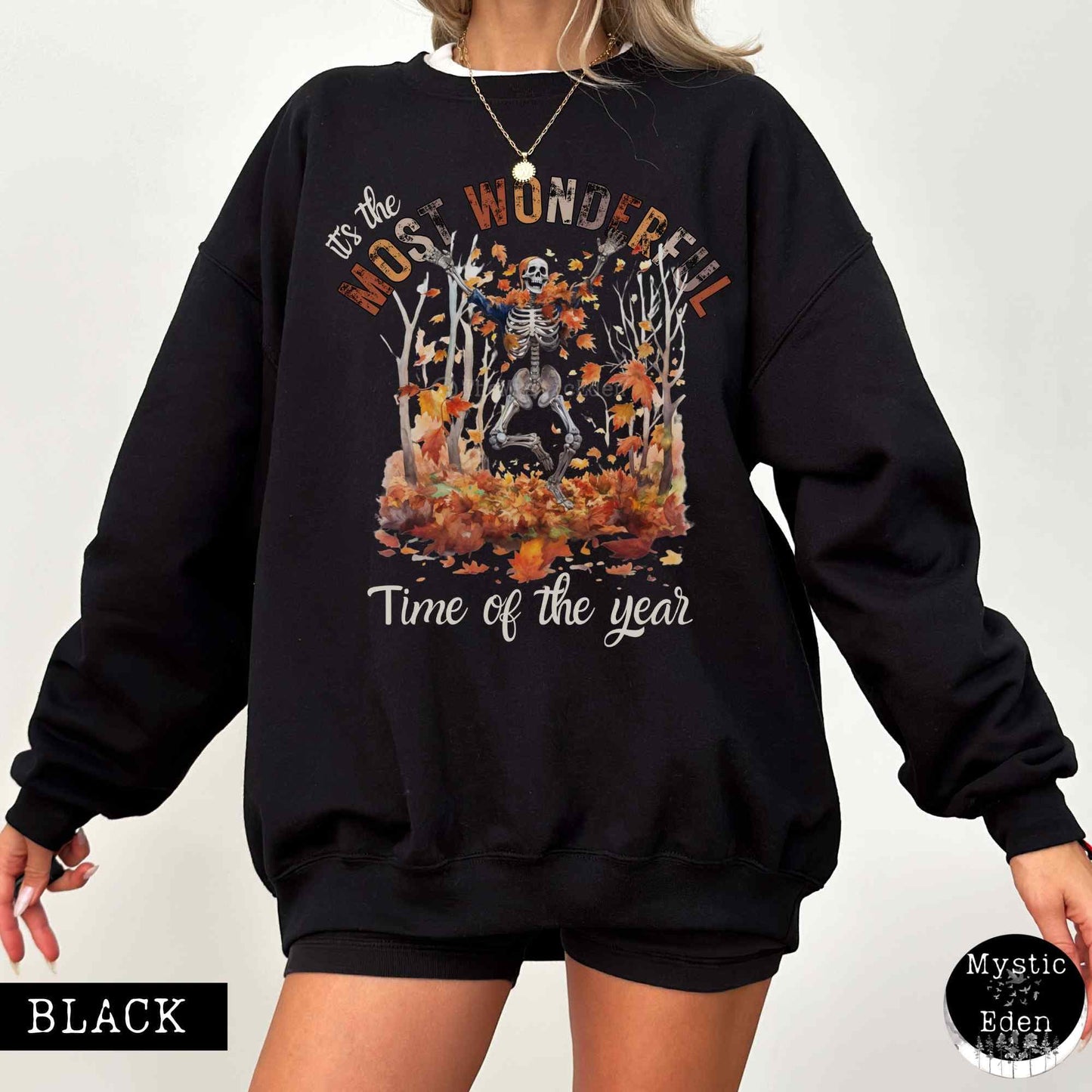 Sweatshirt S / Black It's the most wonderful time of the year - Fall Witchy Skeleton Sweatshirt The Mystic Eden