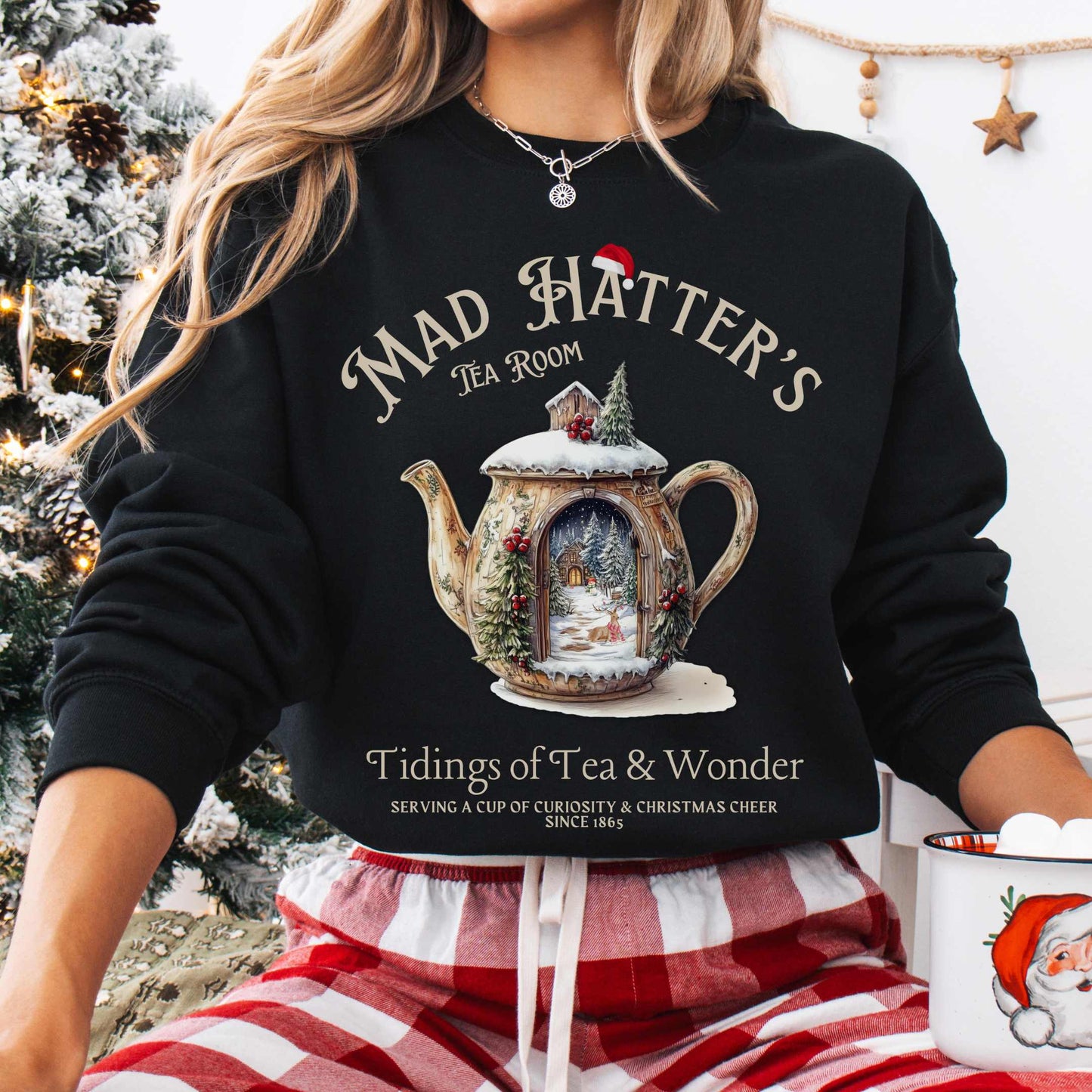 Sweatshirt S / Black Mad Hatter's Tea Room Christmas Edition Sweatshirt The Mystic Eden