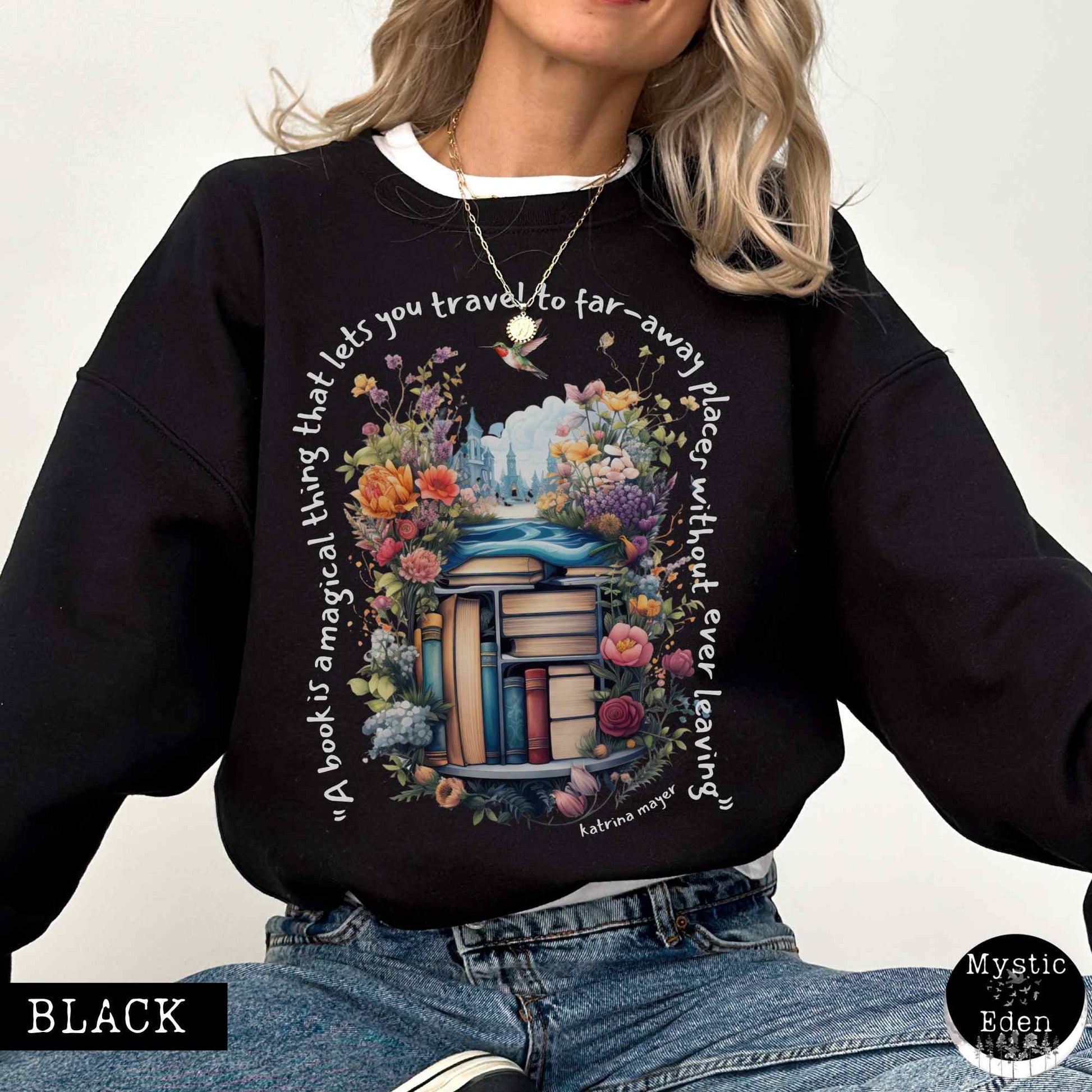 Sweatshirt S / Black Magical Book Sweatshirt The Mystic Eden