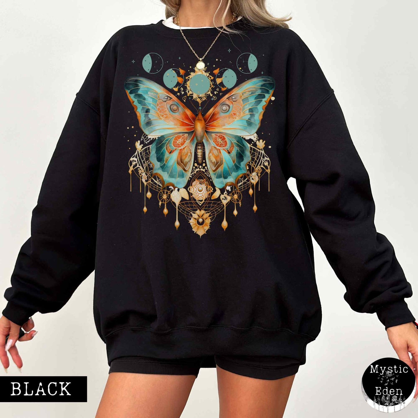 Sweatshirt S / Black Mystical and Whimsical Butterfly Sweatshirt The Mystic Eden