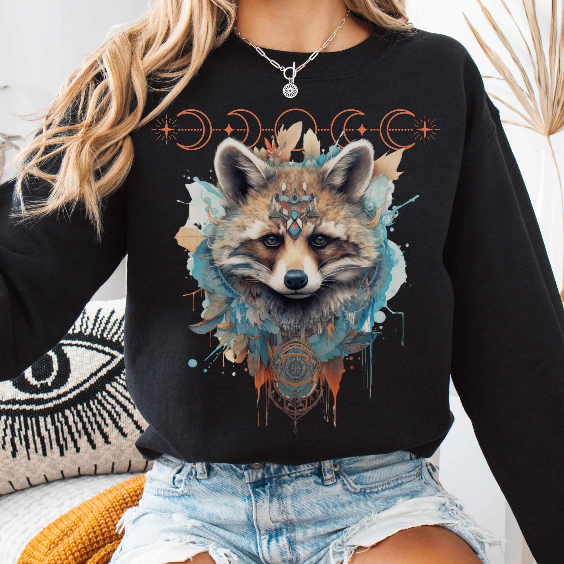 Sweatshirt S / Black Mystical Raccoon Sweatshirt The Mystic Eden