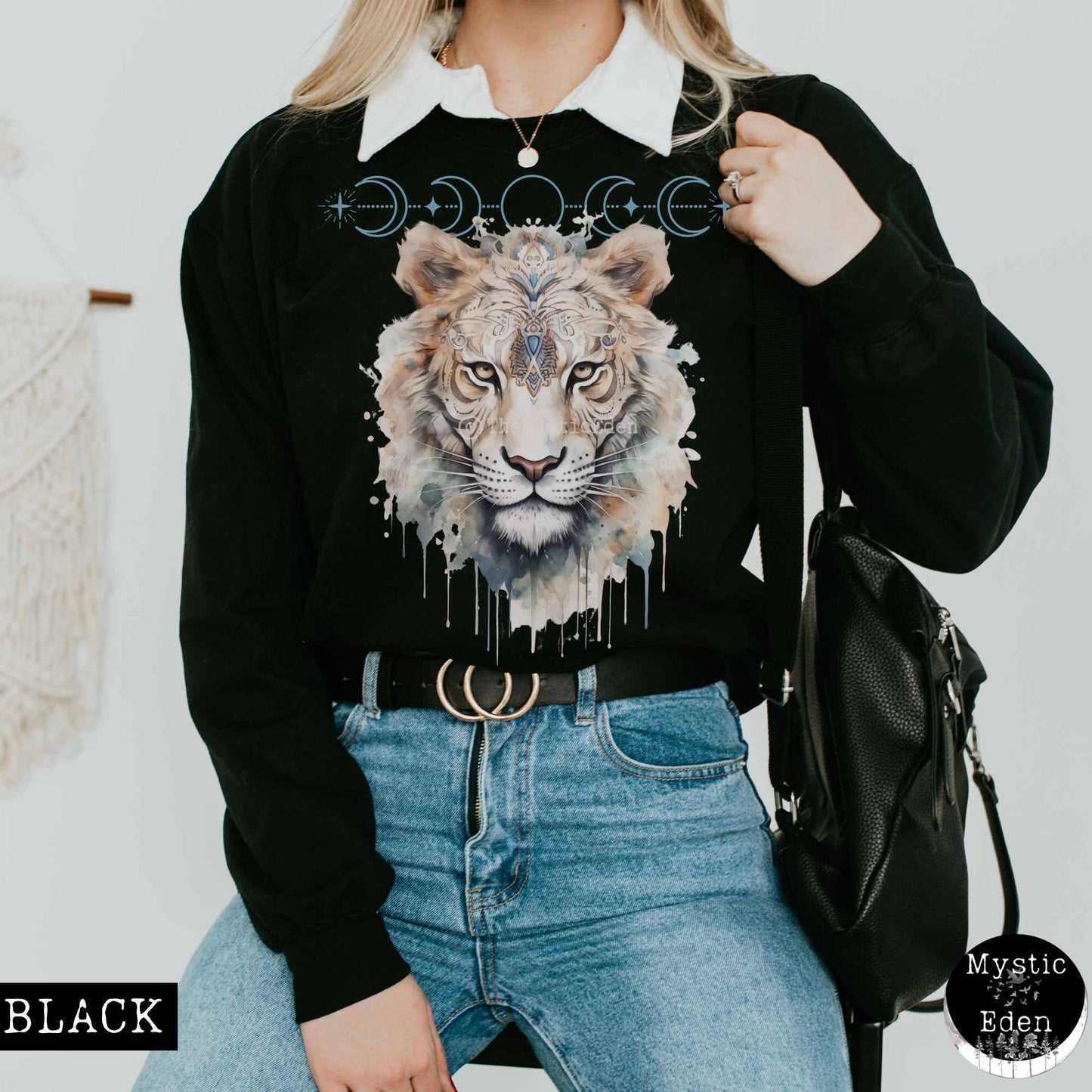 Sweatshirt S / Black Mystical White Tiger Sweatshirt The Mystic Eden
