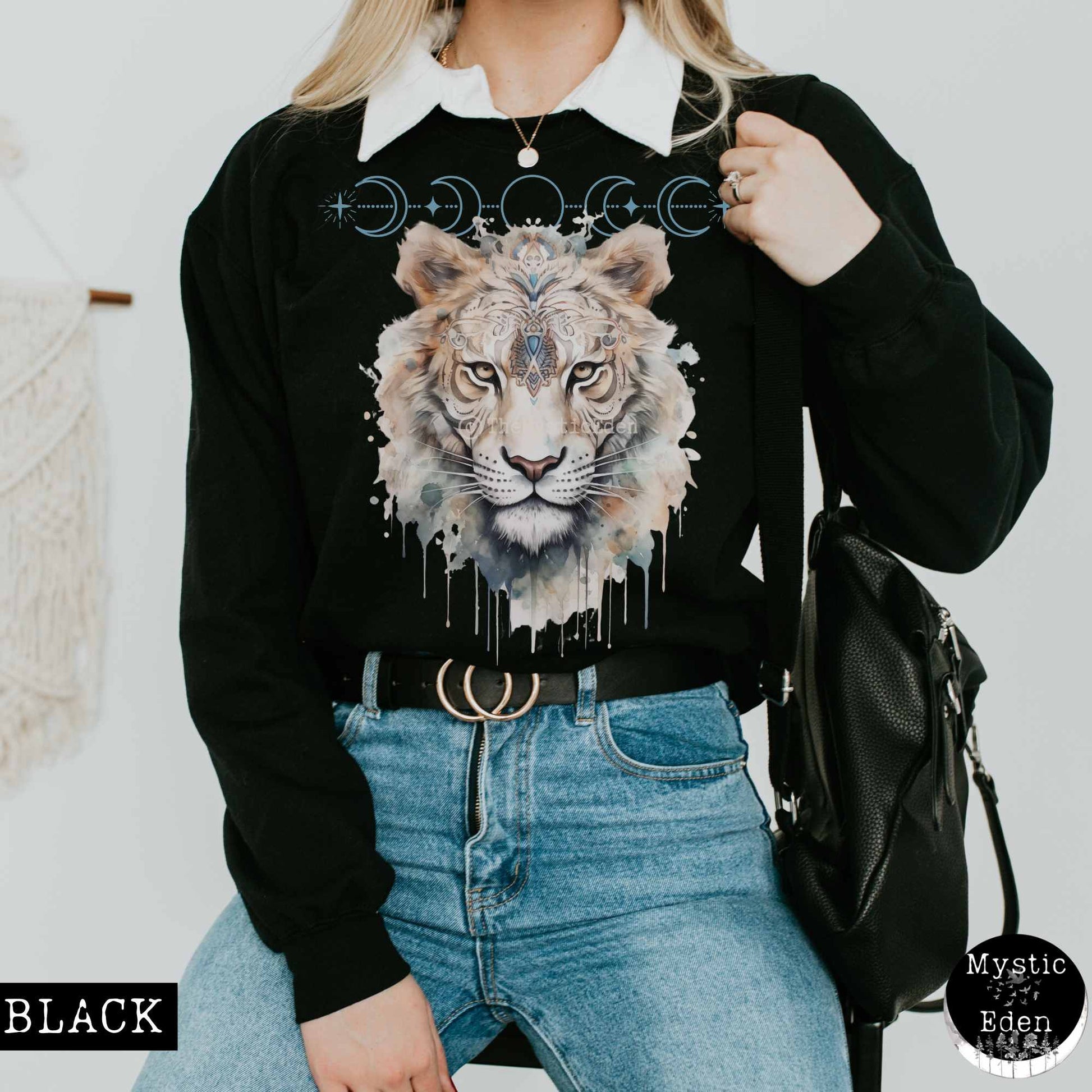 Sweatshirt S / Black Mystical White Tiger Sweatshirt The Mystic Eden