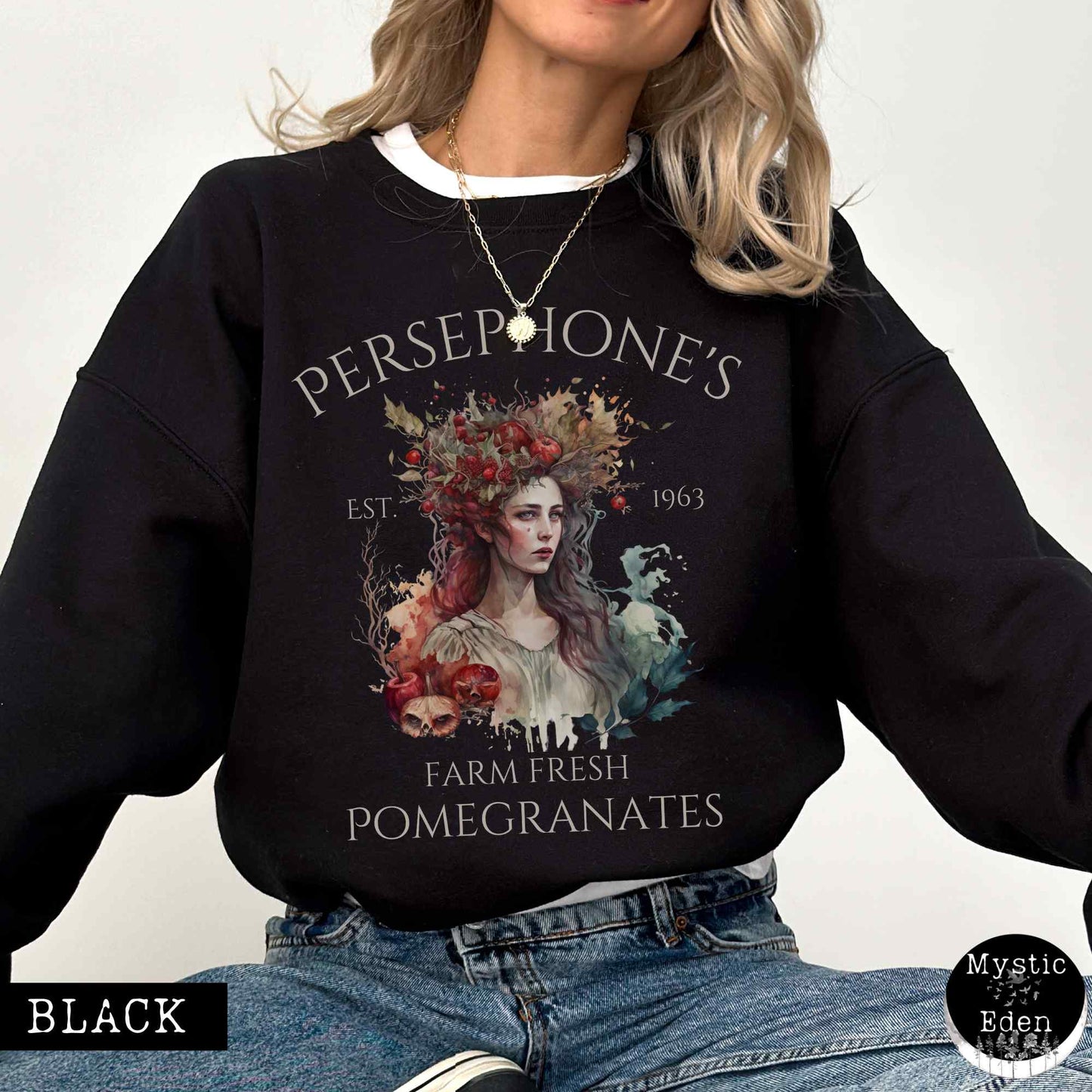 Sweatshirt S / Black Persephone Sweatshirt Greek Mythology Sweater The Mystic Eden
