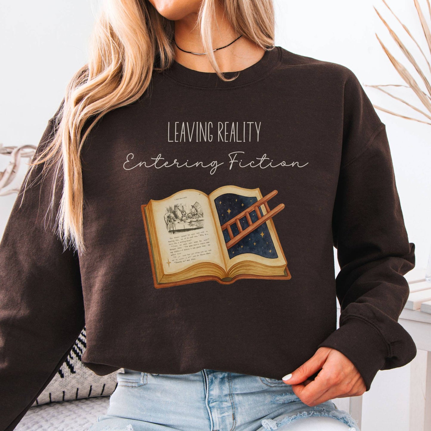 Sweatshirt S / Dark Chocolate Entering Fiction Sweatshirt β Literary Escape Tee The Mystic Eden