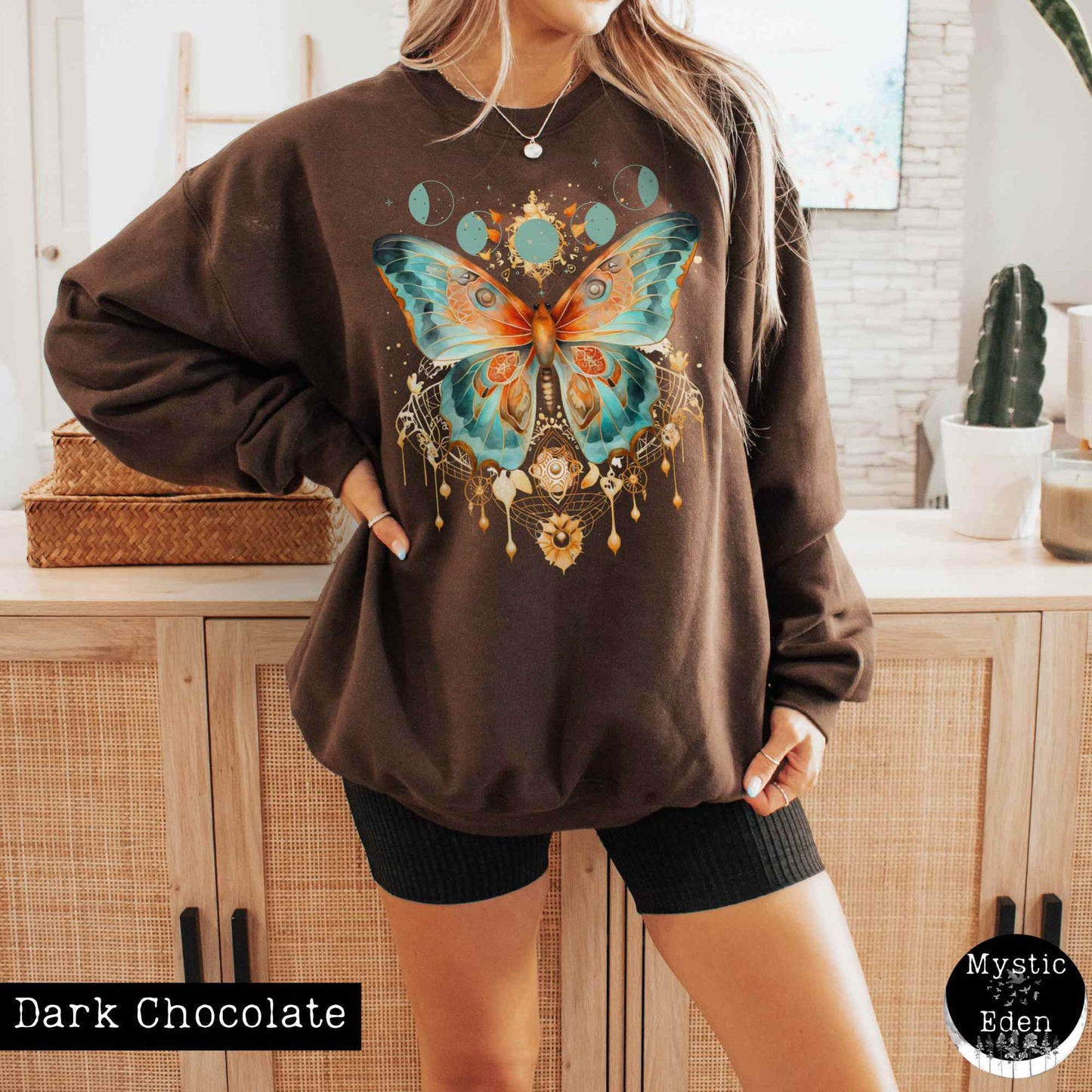 Sweatshirt S / Dark Chocolate Mystical and Whimsical Butterfly Sweatshirt The Mystic Eden
