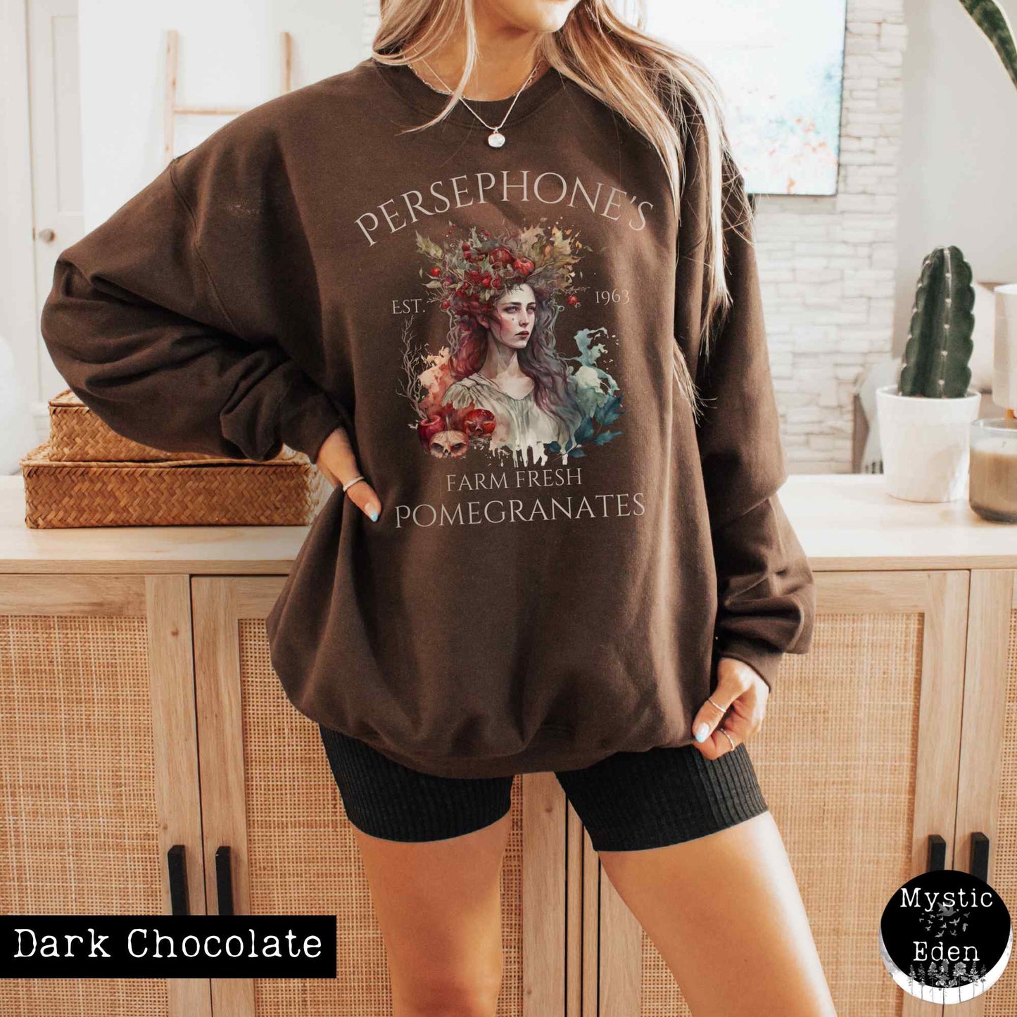 Sweatshirt S / Dark Chocolate Persephone Sweatshirt Greek Mythology Sweater The Mystic Eden