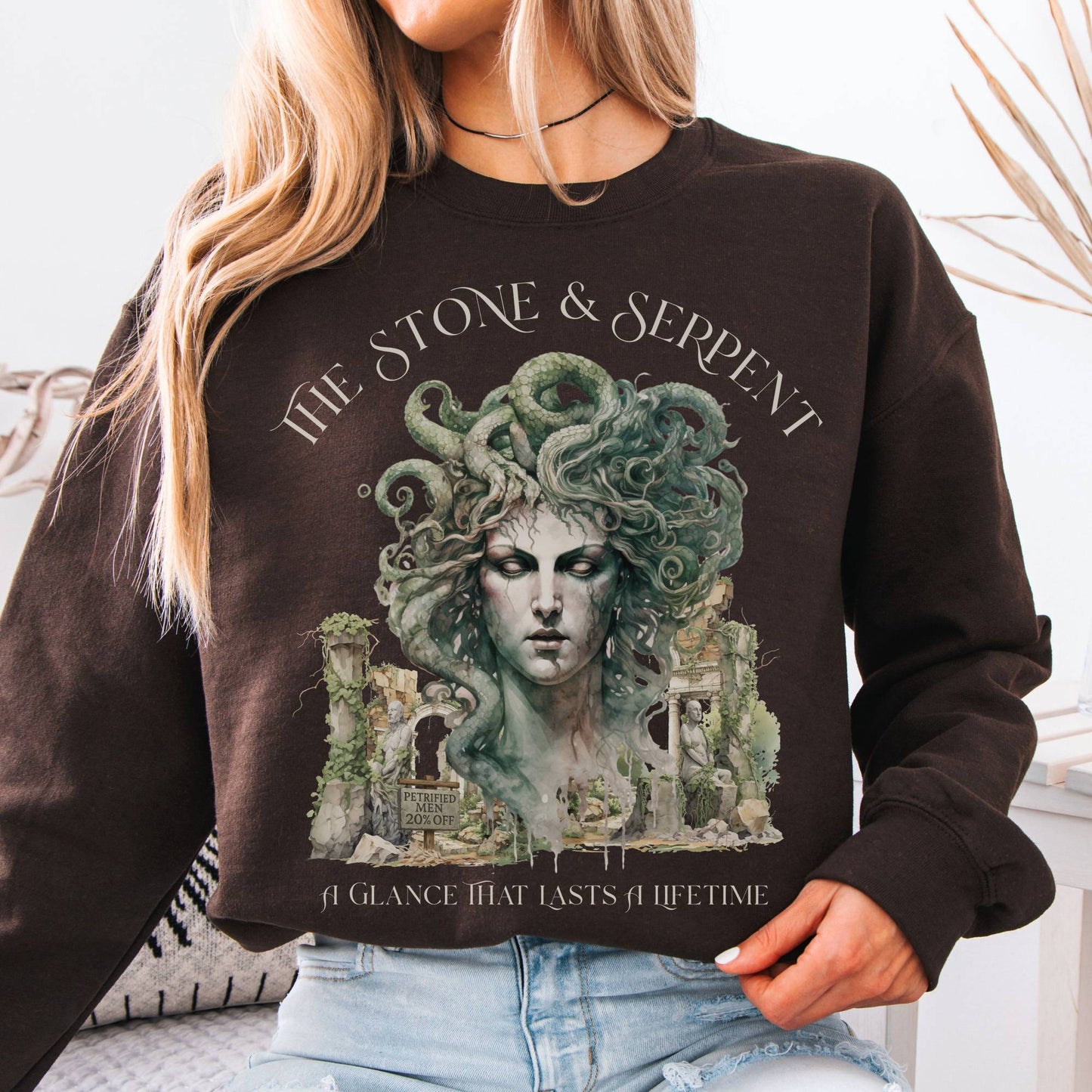 Sweatshirt S / Dark Chocolate The Stone & Serpent Sweatshirt β Medusa Mythology Tee The Mystic Eden