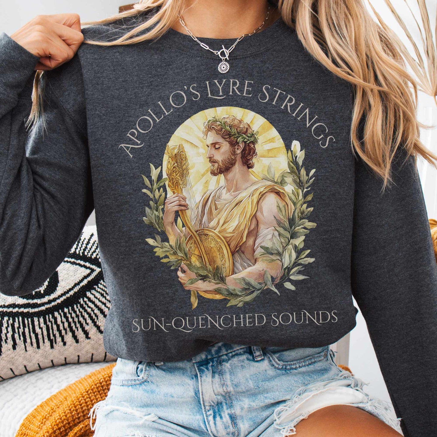 Sweatshirt S / Dark Heather Apollo's Lyre Strings Sweatshirt The Mystic Eden