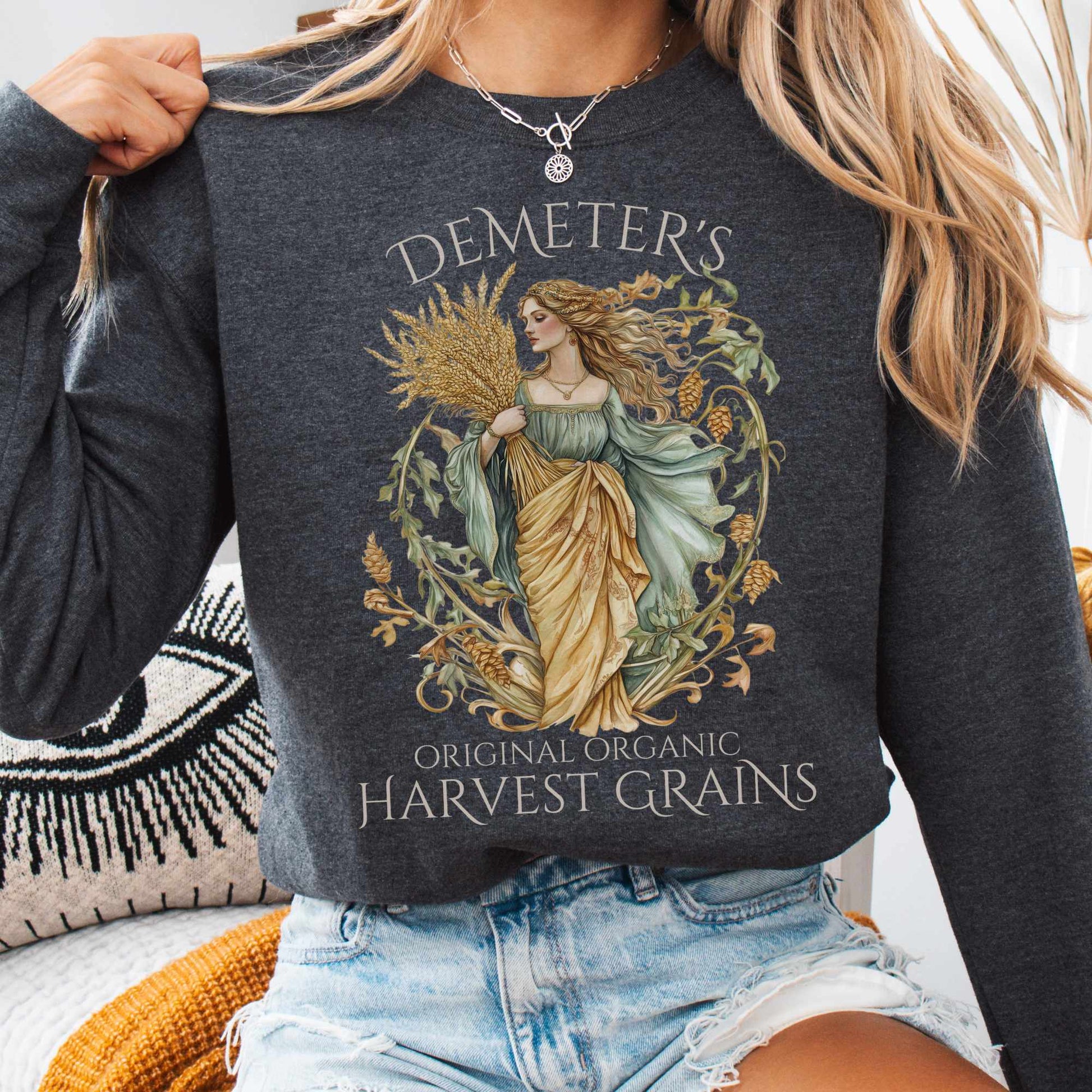 Sweatshirt S / Dark Heather Demeter's Original Organic Harvest Grains Sweatshirt The Mystic Eden