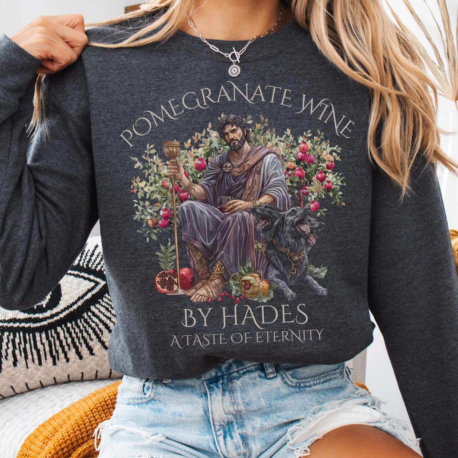 Sweatshirt S / Dark Heather Pomegranate Wine By Hades Sweatshirt - A Taste of Eternity The Mystic Eden