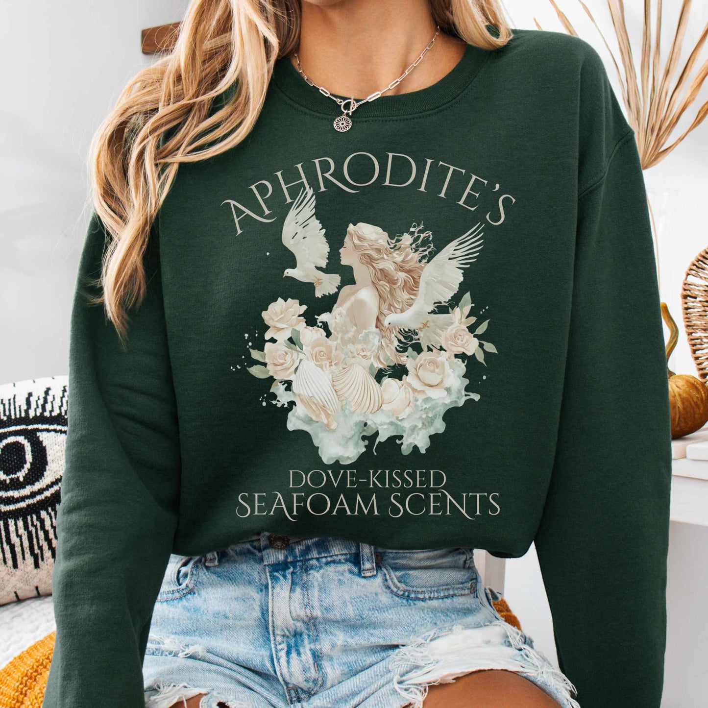 Sweatshirt S / Forest Green Aphrodite's Seafoam Scents Sweatshirt The Mystic Eden