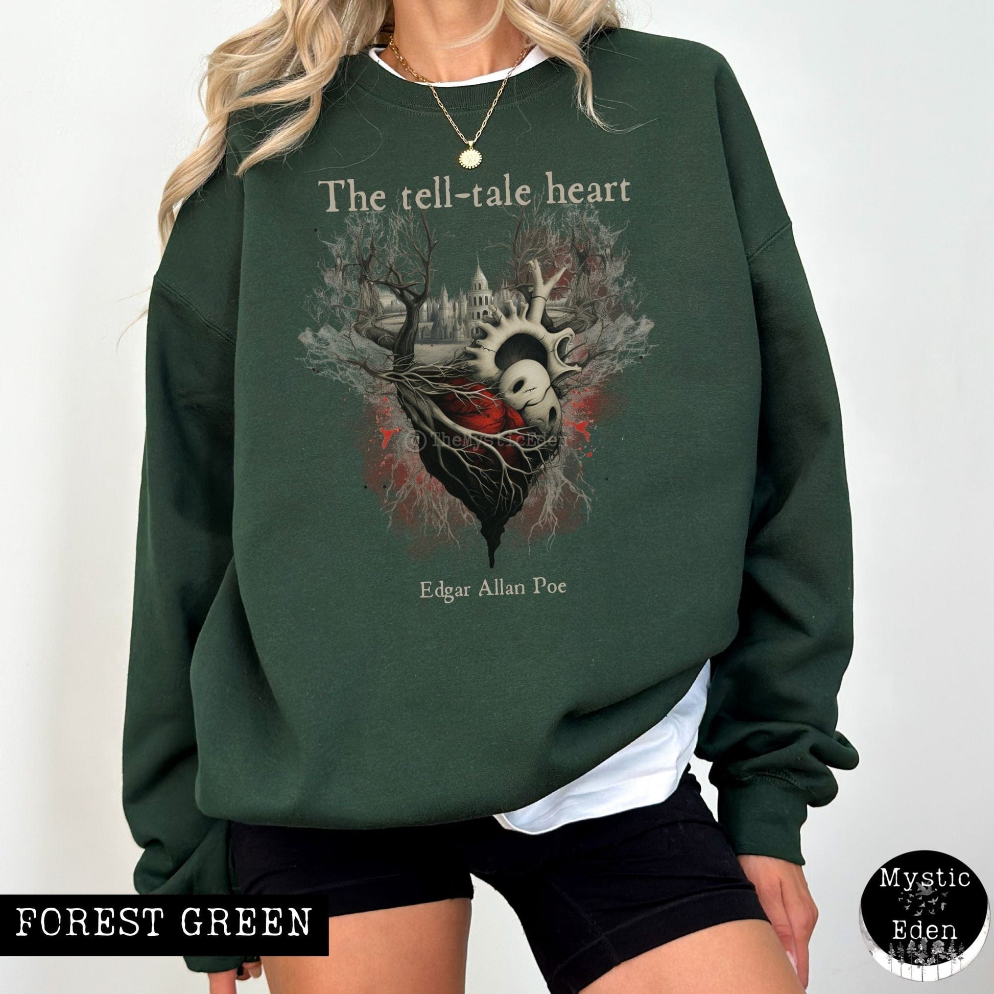 Sweatshirt S / Forest Green Edgar Allan Poe The Tell Tale Heart Sweatshirt The Mystic Eden