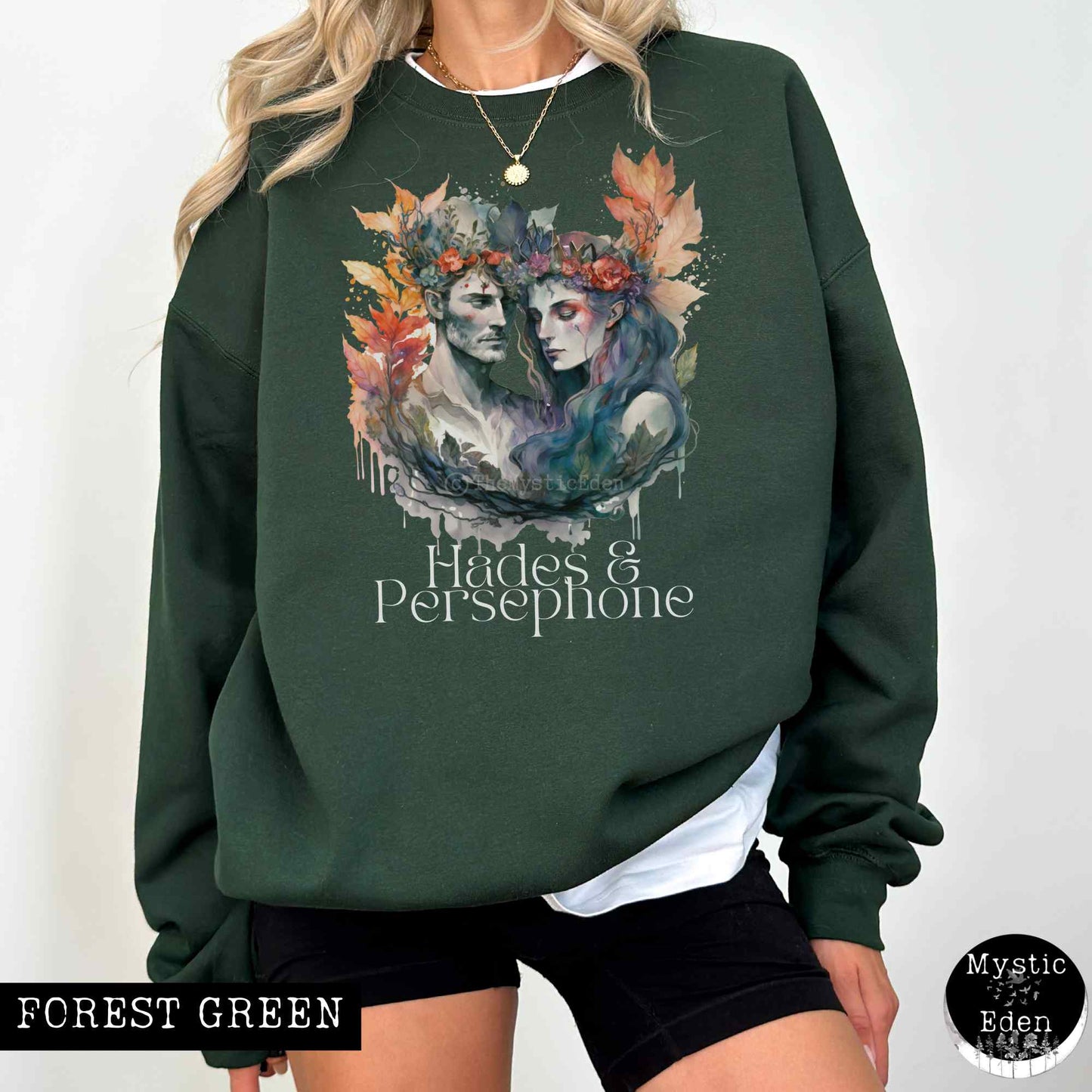 Sweatshirt S / Forest Green Hades & Persephone Greek Mythology sweatshirt The Mystic Eden