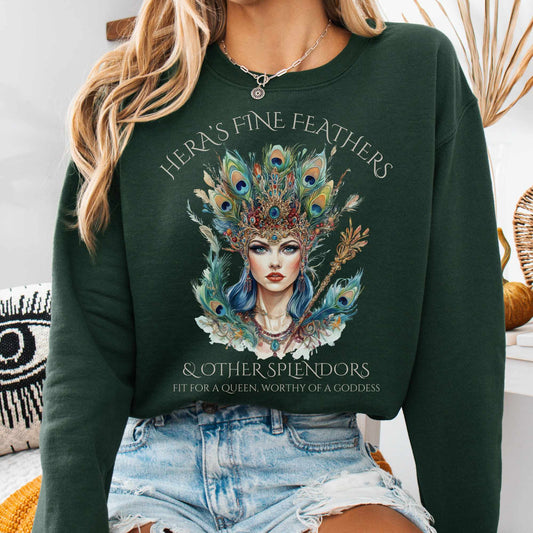 Sweatshirt S / Forest Green Hera's Fine Feathers & Other Splendors Sweatshirt The Mystic Eden