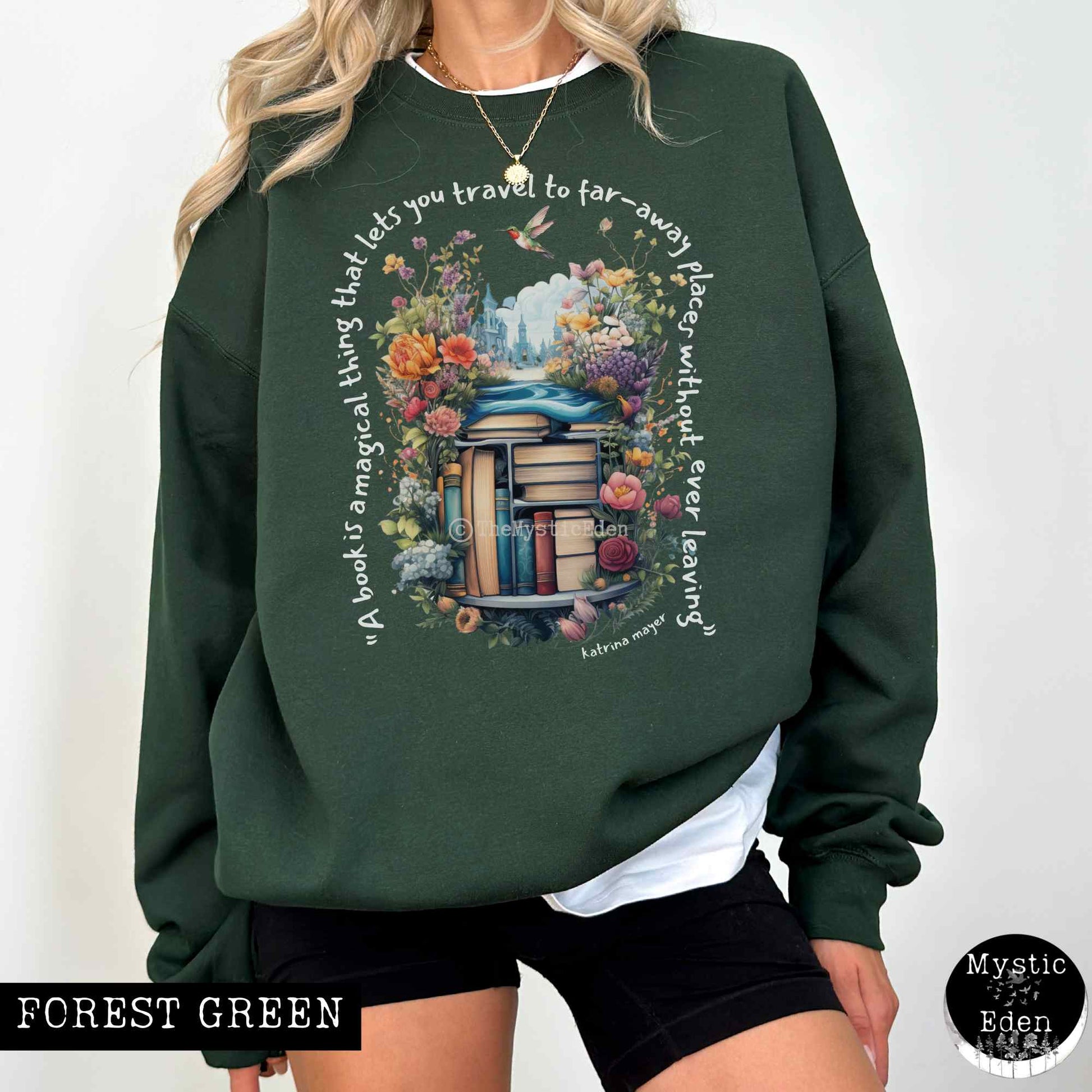Sweatshirt S / Forest Green Magical Book Sweatshirt The Mystic Eden