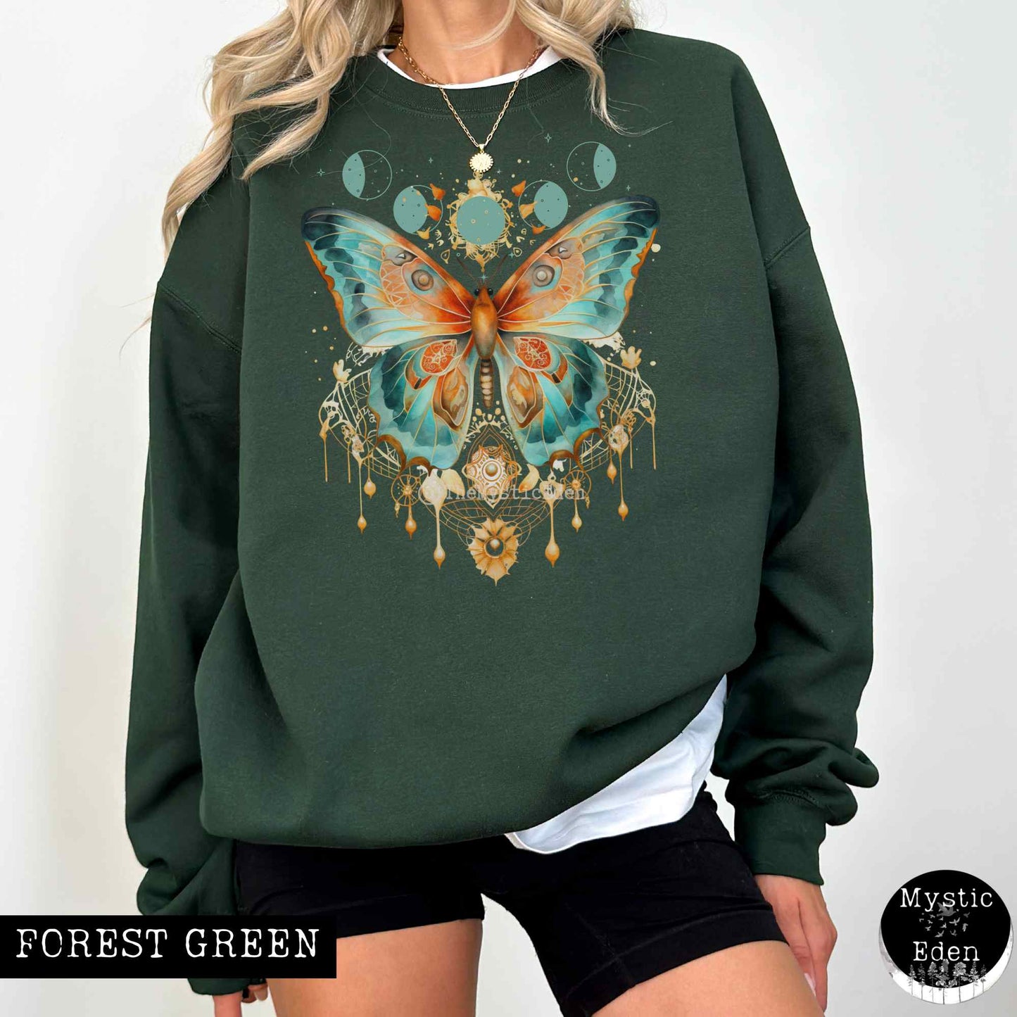 Sweatshirt S / Forest Green Mystical and Whimsical Butterfly Sweatshirt The Mystic Eden