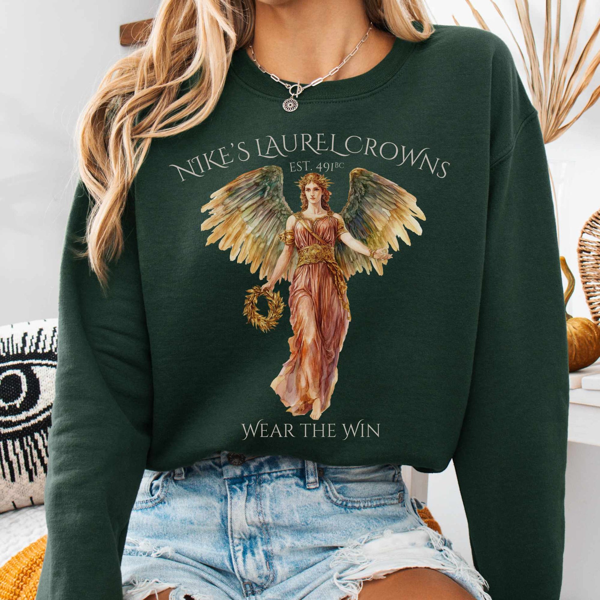 Sweatshirt S / Forest Green Nike's Laurel Crowns Sweatshirt The Mystic Eden