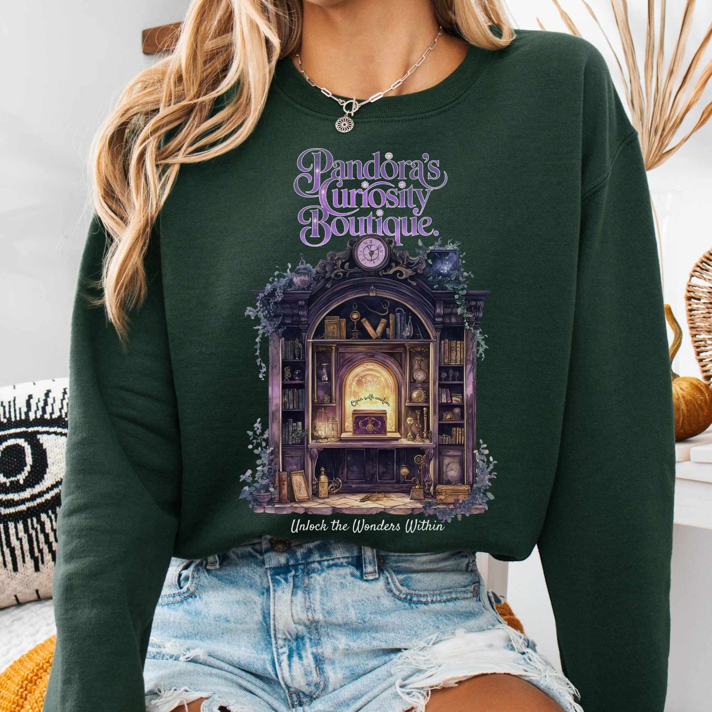 Sweatshirt S / Forest Green Pandora's Curiosity Boutique Sweatshirt The Mystic Eden