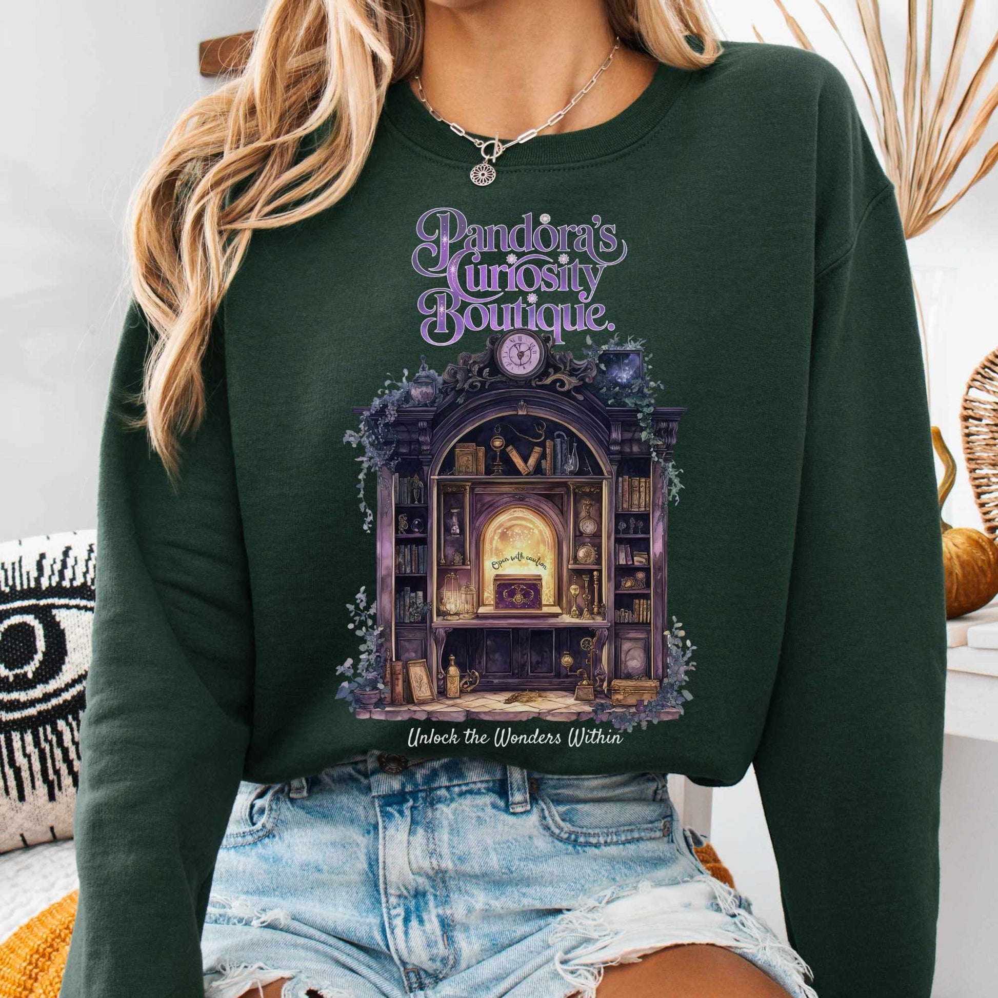 Sweatshirt S / Forest Green Pandora's Curiosity Boutique Sweatshirt The Mystic Eden