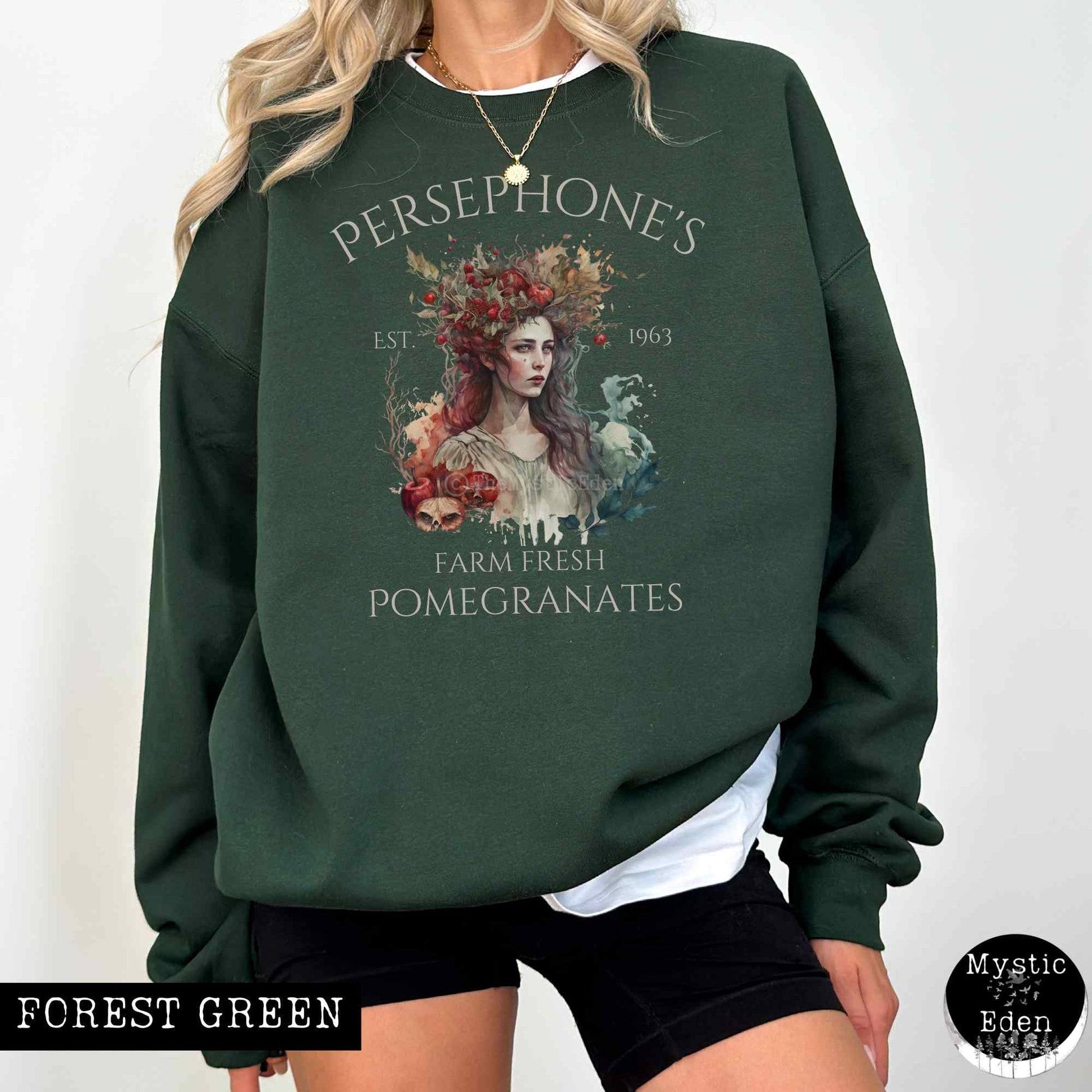 Sweatshirt S / Forest Green Persephone Sweatshirt Greek Mythology Sweater The Mystic Eden