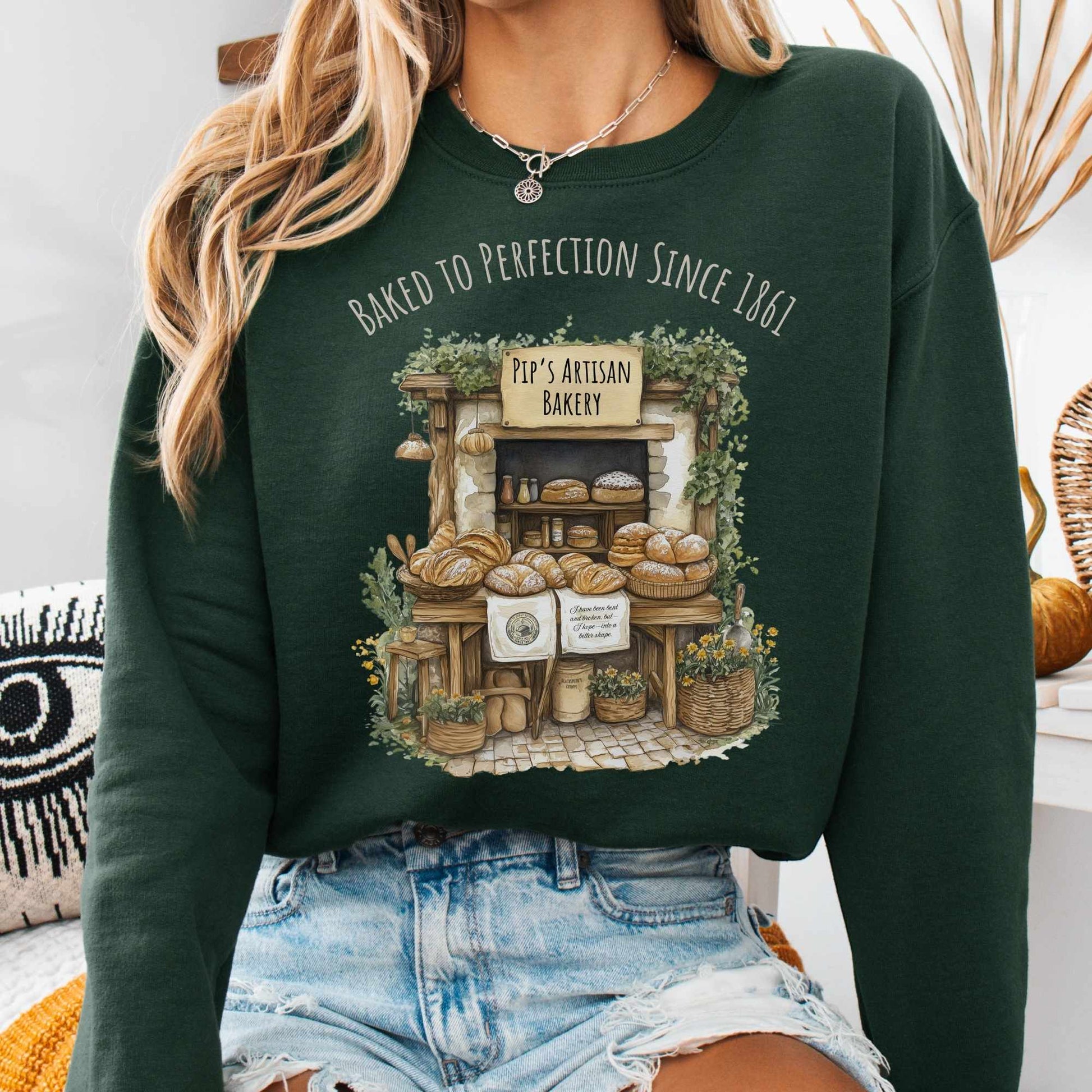 Sweatshirt S / Forest Green Pip's Artisan Bakery Sweatshirt The Mystic Eden