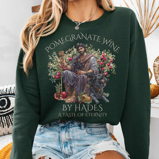 Sweatshirt S / Forest Green Pomegranate Wine By Hades Sweatshirt - A Taste of Eternity The Mystic Eden