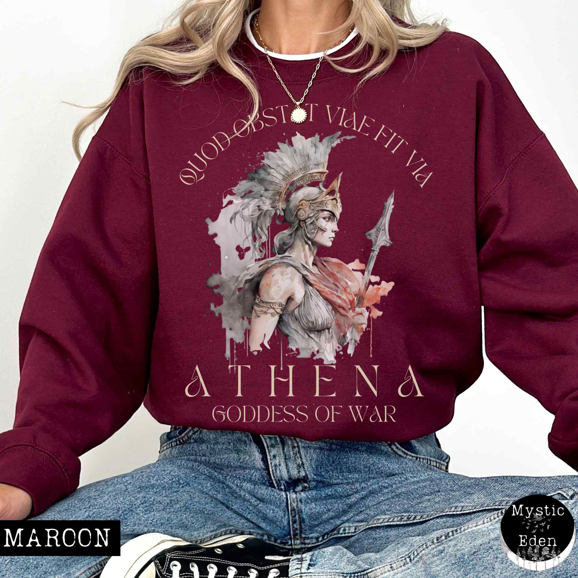 Sweatshirt S / Maroon Athena Greek Mythology Sweatshirt The Mystic Eden