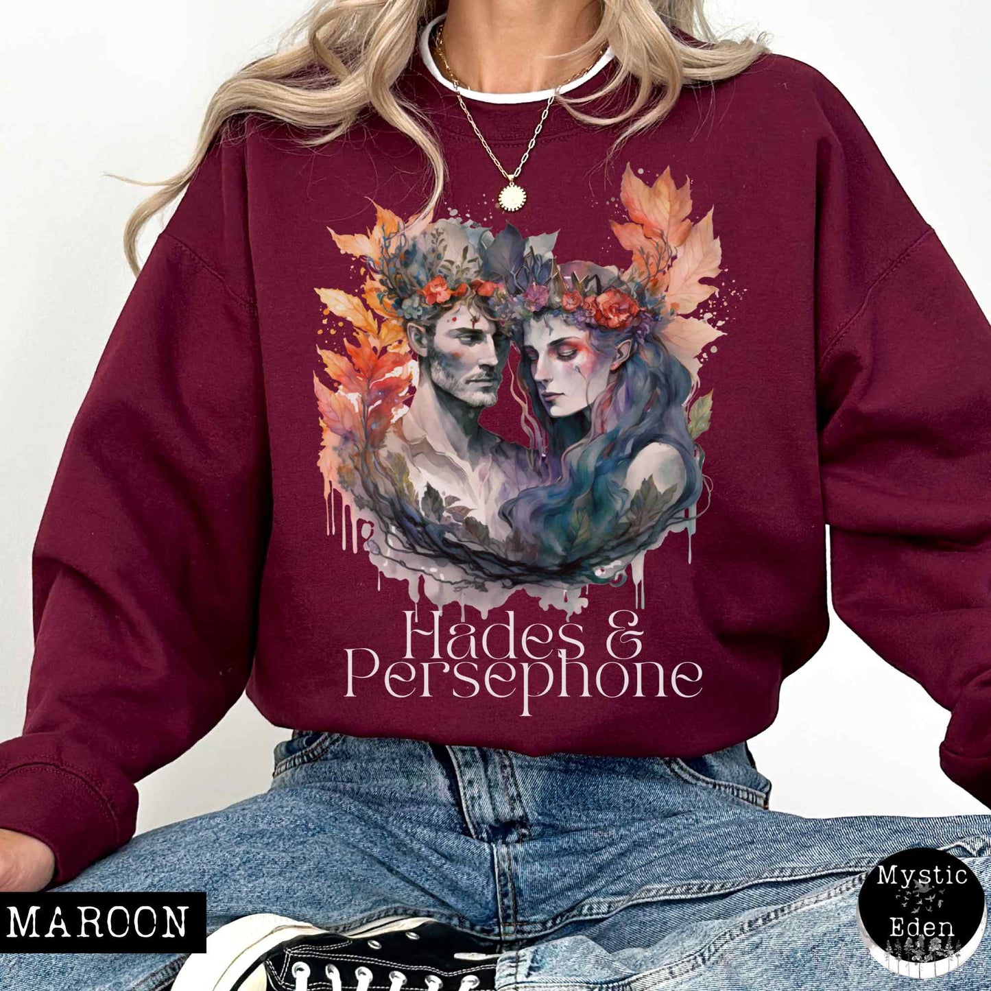 Sweatshirt S / Maroon Hades & Persephone Greek Mythology sweatshirt The Mystic Eden