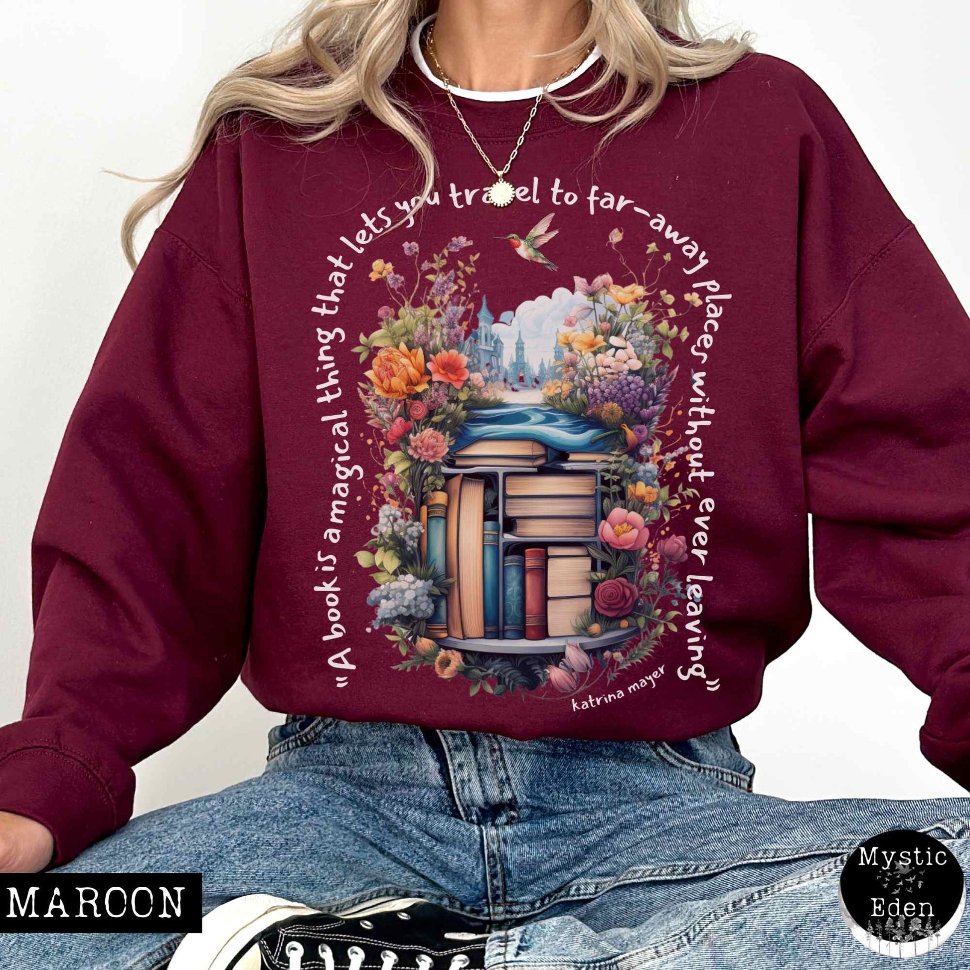 Sweatshirt S / Maroon Magical Book Sweatshirt The Mystic Eden