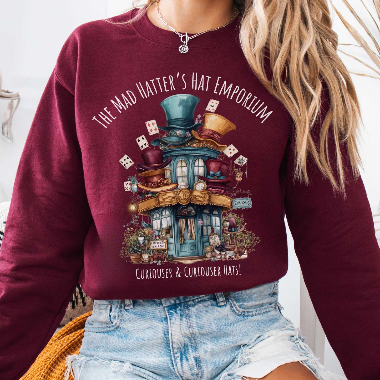 Sweatshirt S / Maroon The Mad Hatter's Hat Emporium Sweatshirt The Mystic Eden