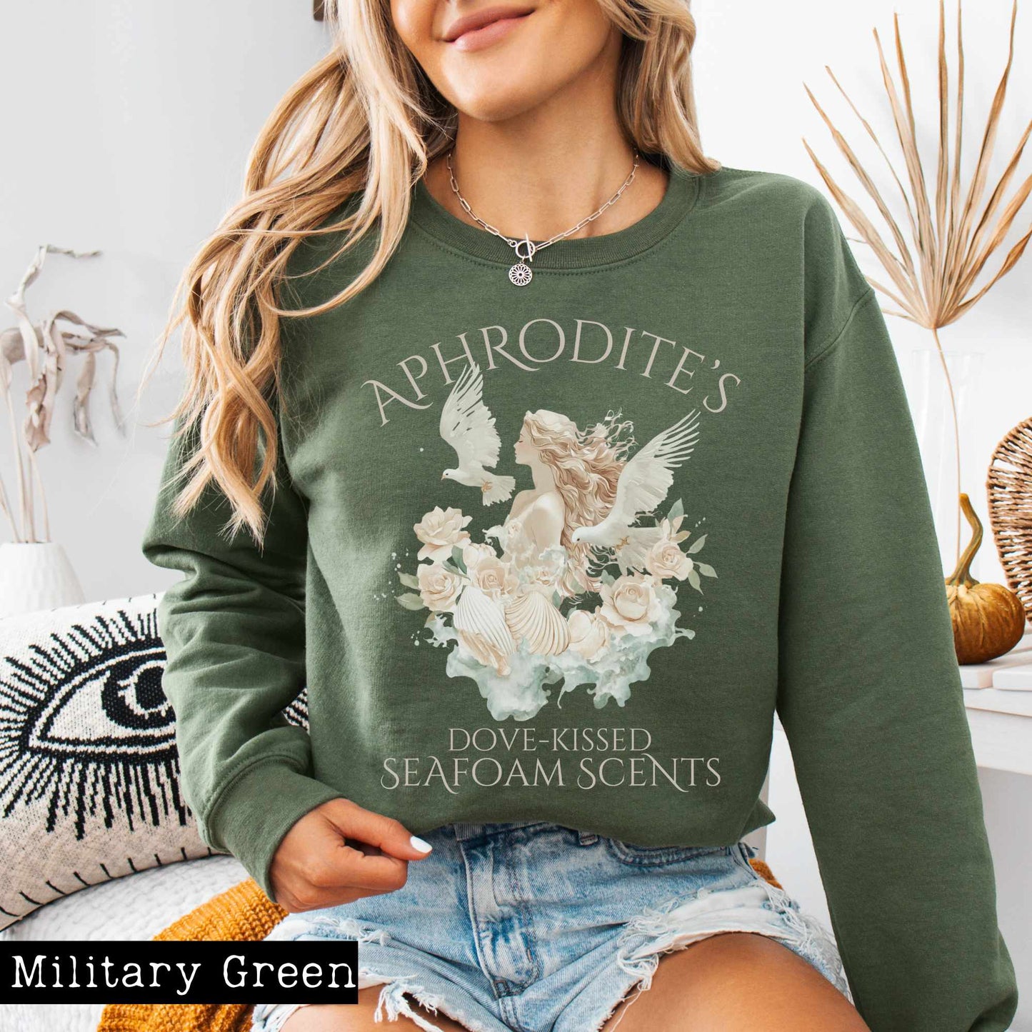 Sweatshirt S / Military Green Aphrodite's Seafoam Scents Sweatshirt The Mystic Eden