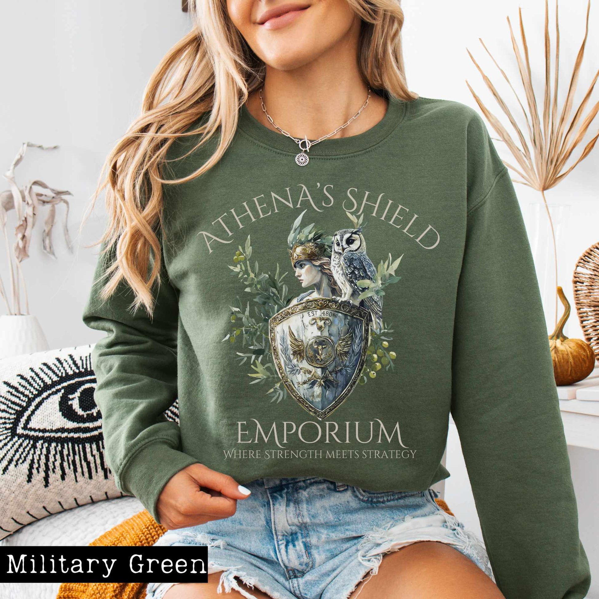 Sweatshirt S / Military Green Athena's Shield Emporium Sweatshirt The Mystic Eden