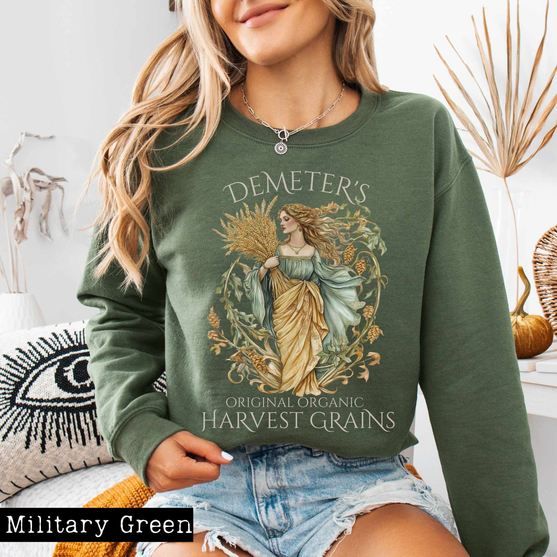 Sweatshirt S / Military Green Demeter's Original Organic Harvest Grains Sweatshirt The Mystic Eden