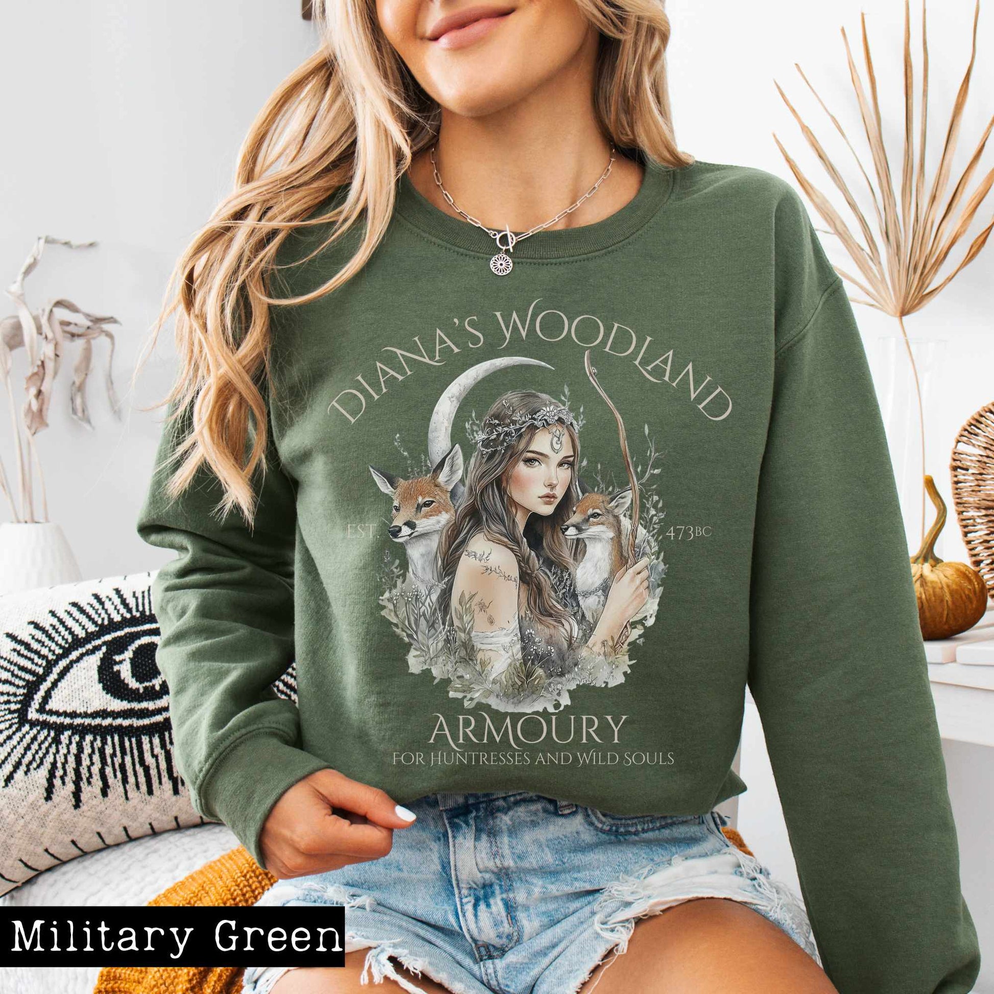 Sweatshirt S / Military Green Diana's Woodland Armoury Sweatshirt The Mystic Eden