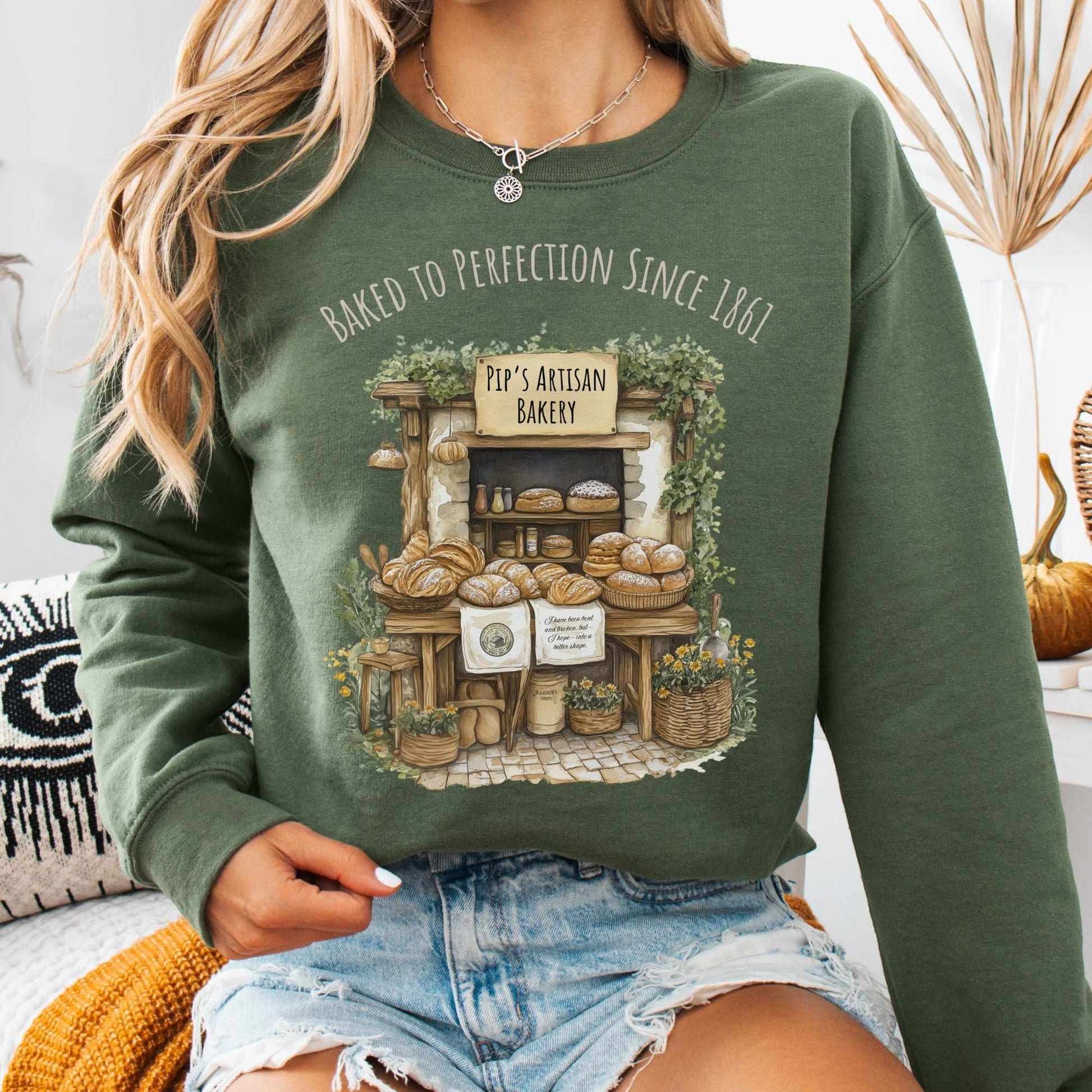 Sweatshirt S / Military Green Pip's Artisan Bakery Sweatshirt The Mystic Eden