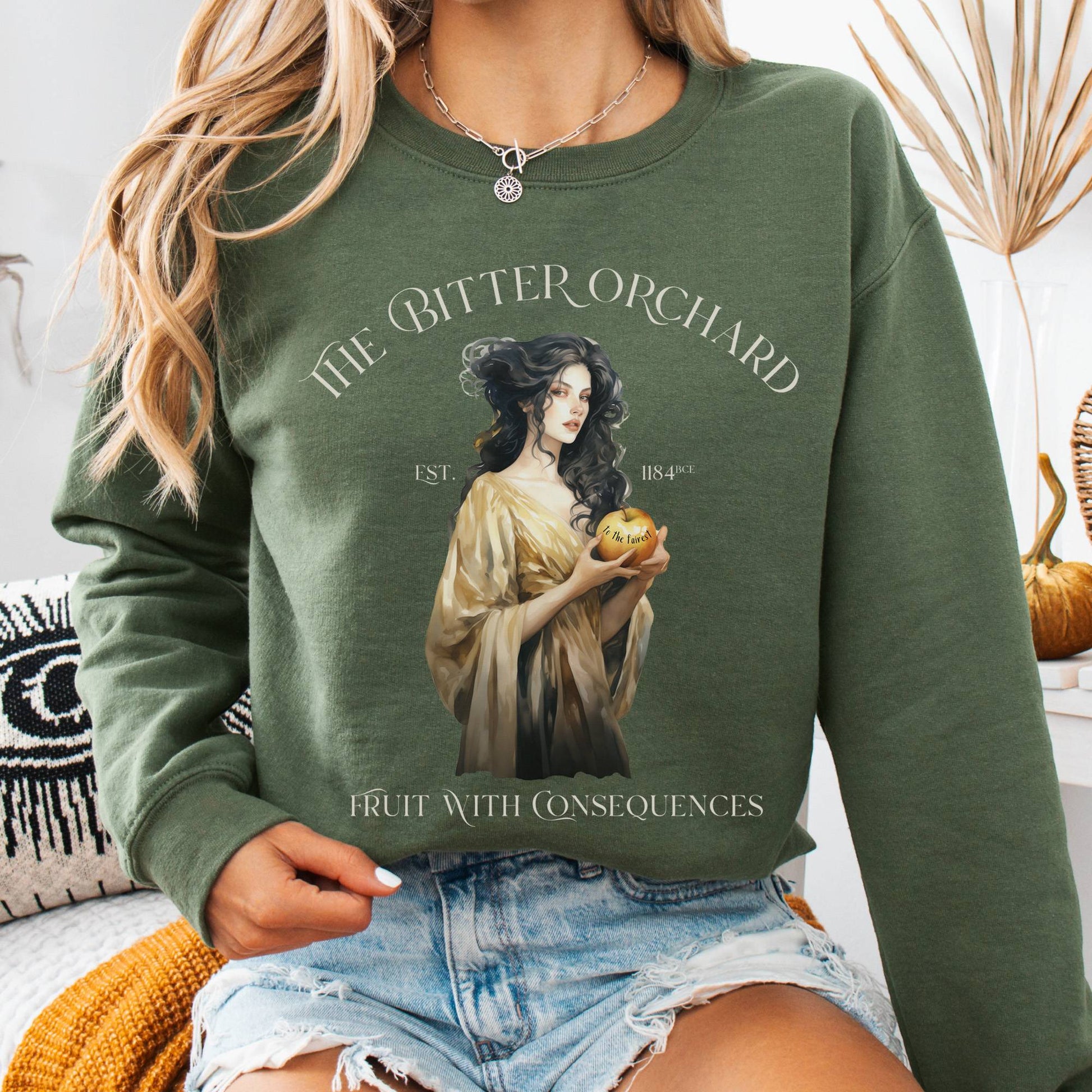 Sweatshirt S / Military Green The Bitter Orchard Sweatshirt β Fruit With Consequences The Mystic Eden